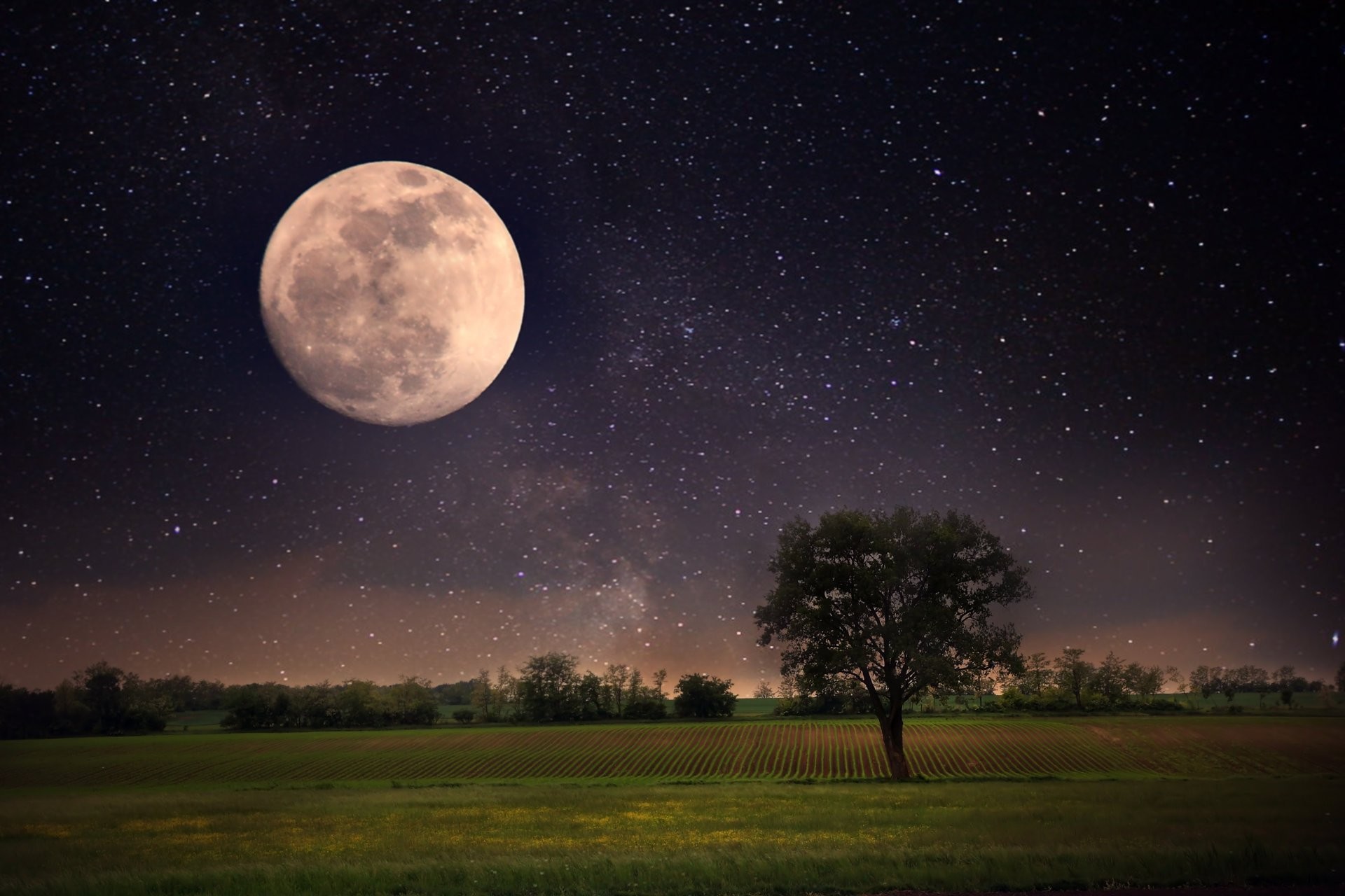 Artistic Night Sky And Moon Through Window Wallpapers