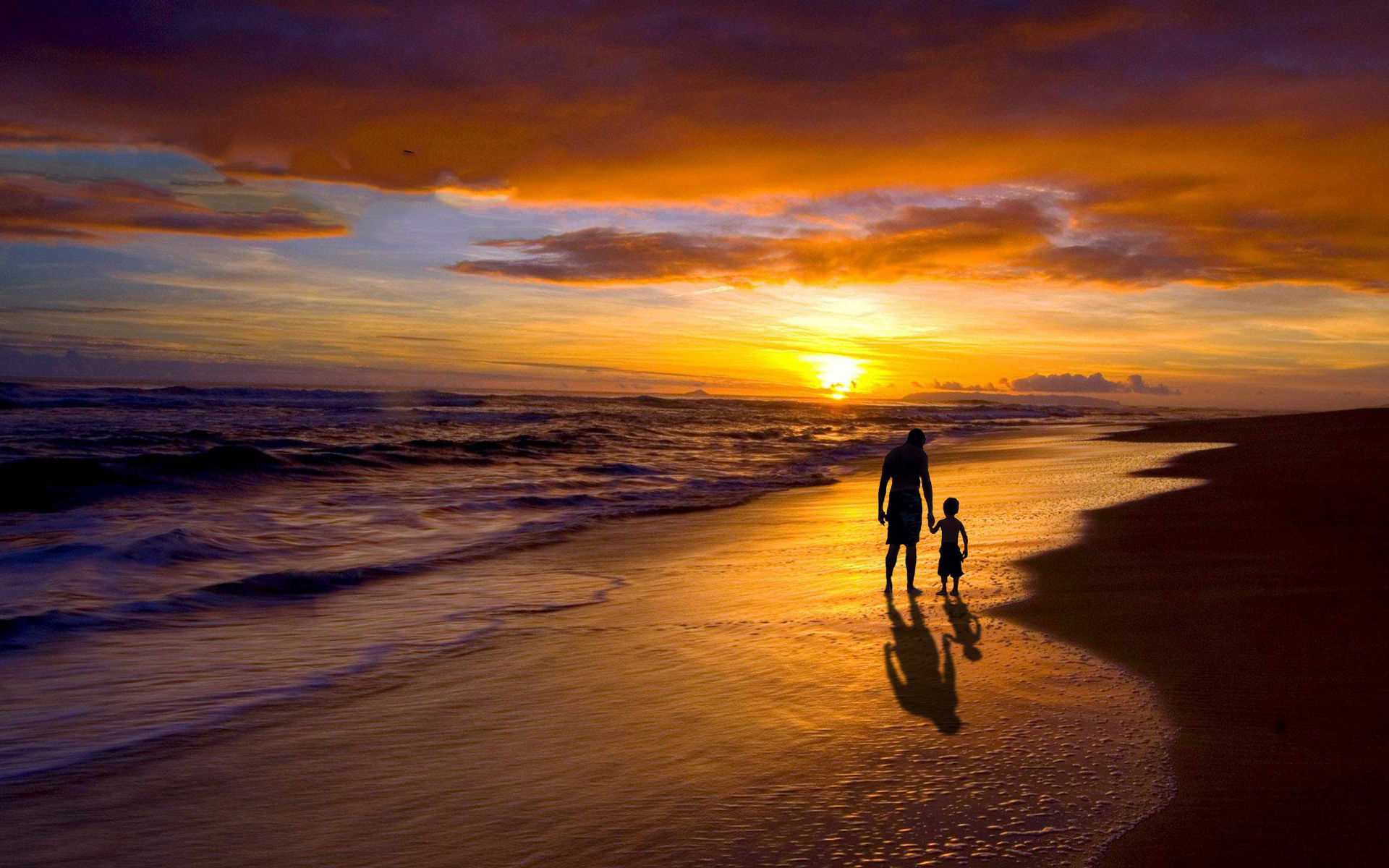 Beach Evening Walk Art Wallpapers