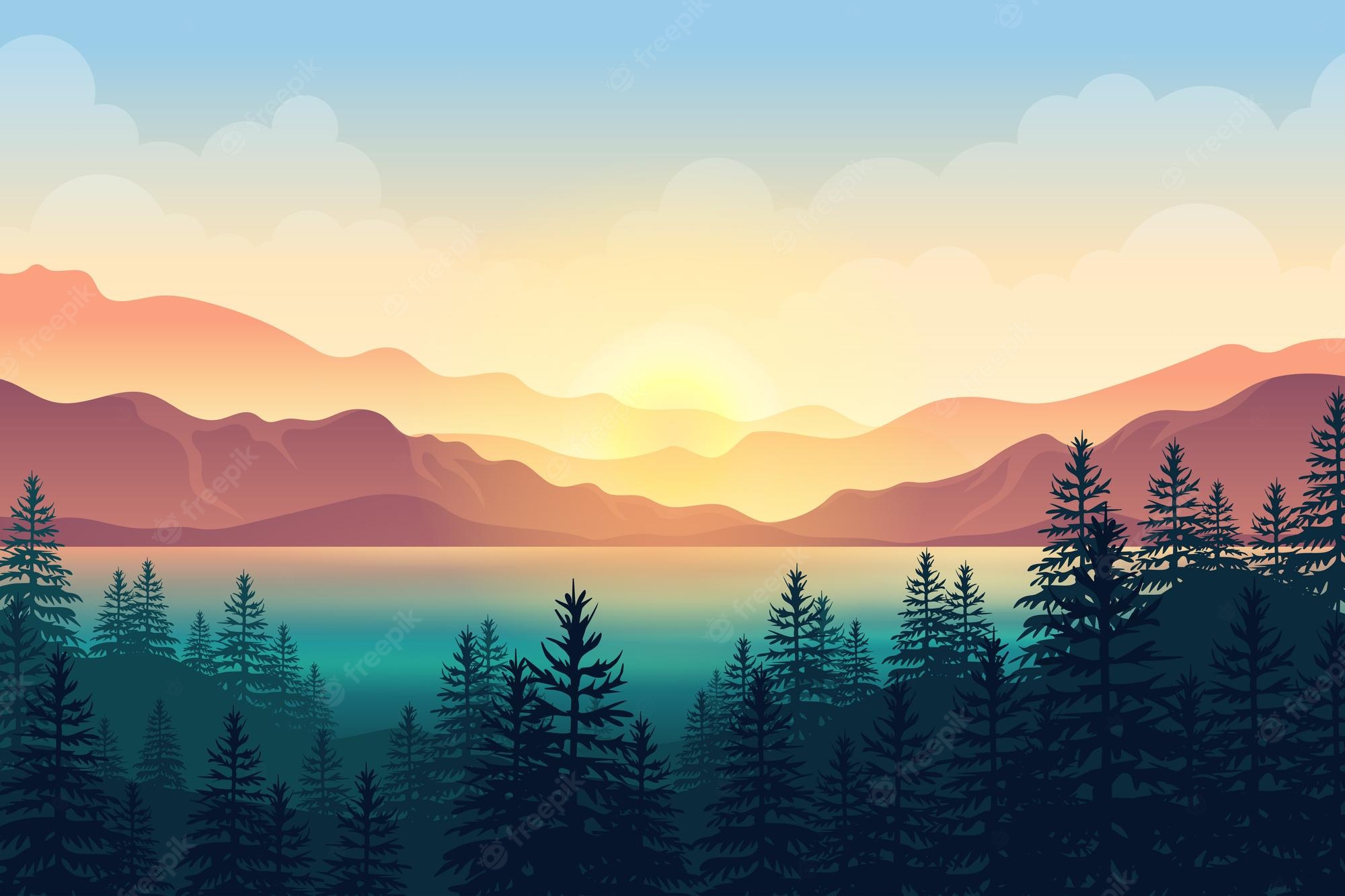 Beautiful Artistic Sunrise In Forest Wallpapers