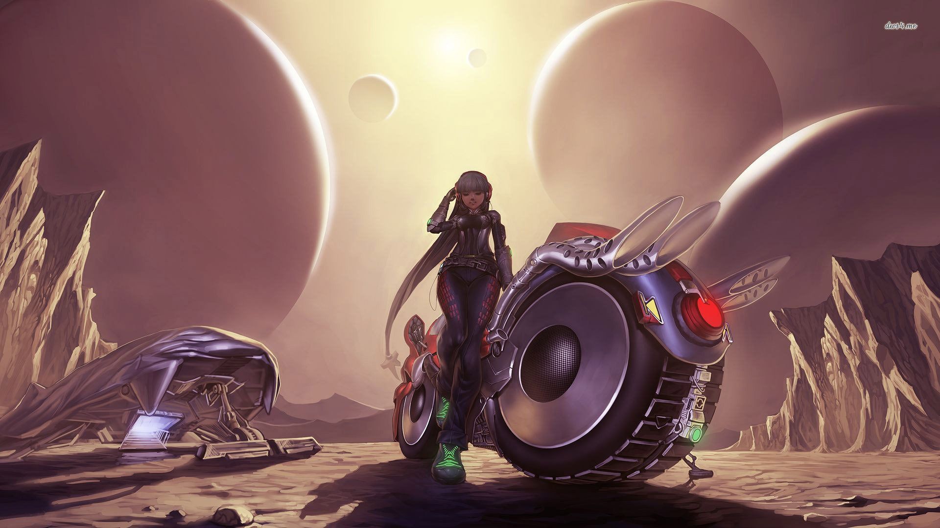 Biker Girl Futuristic Wallpapers