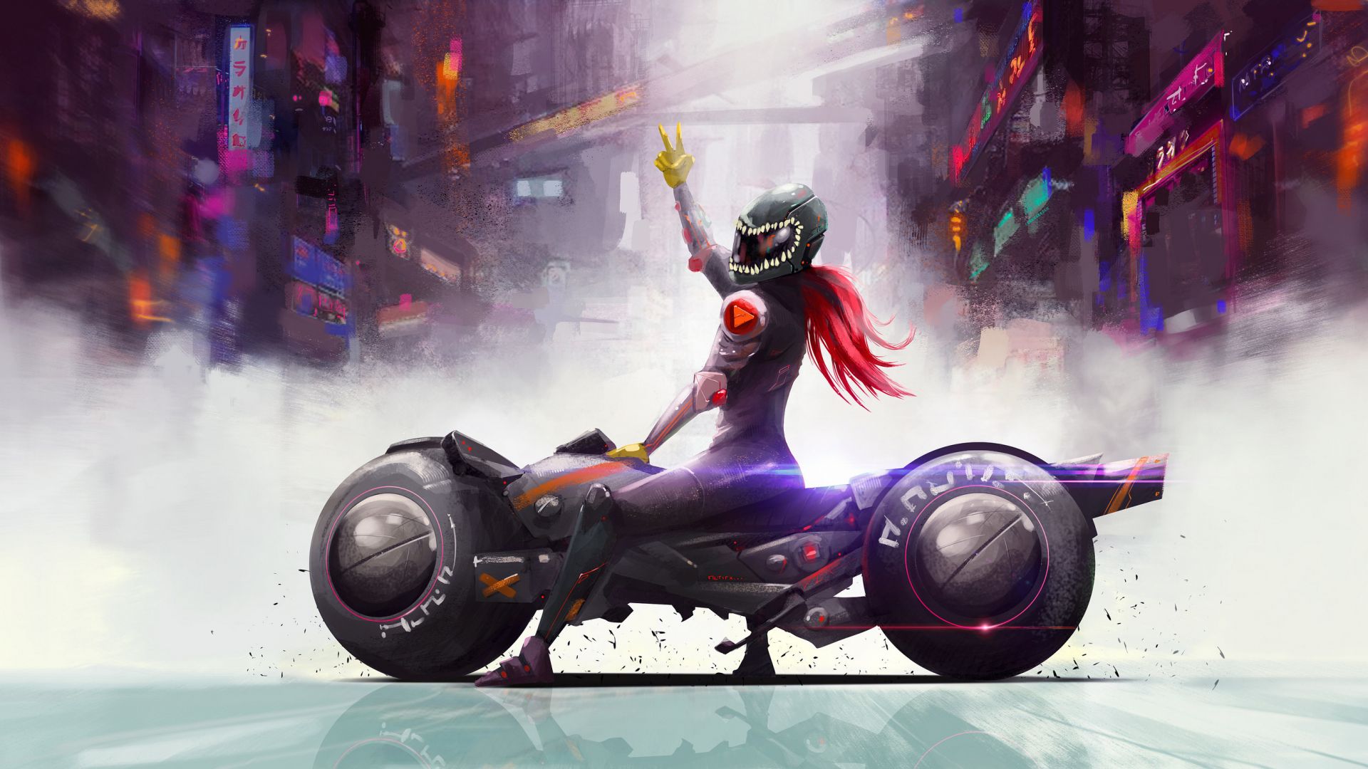 Biker Girl Futuristic Wallpapers