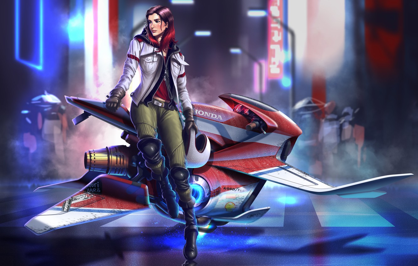 Biker Girl Futuristic Wallpapers