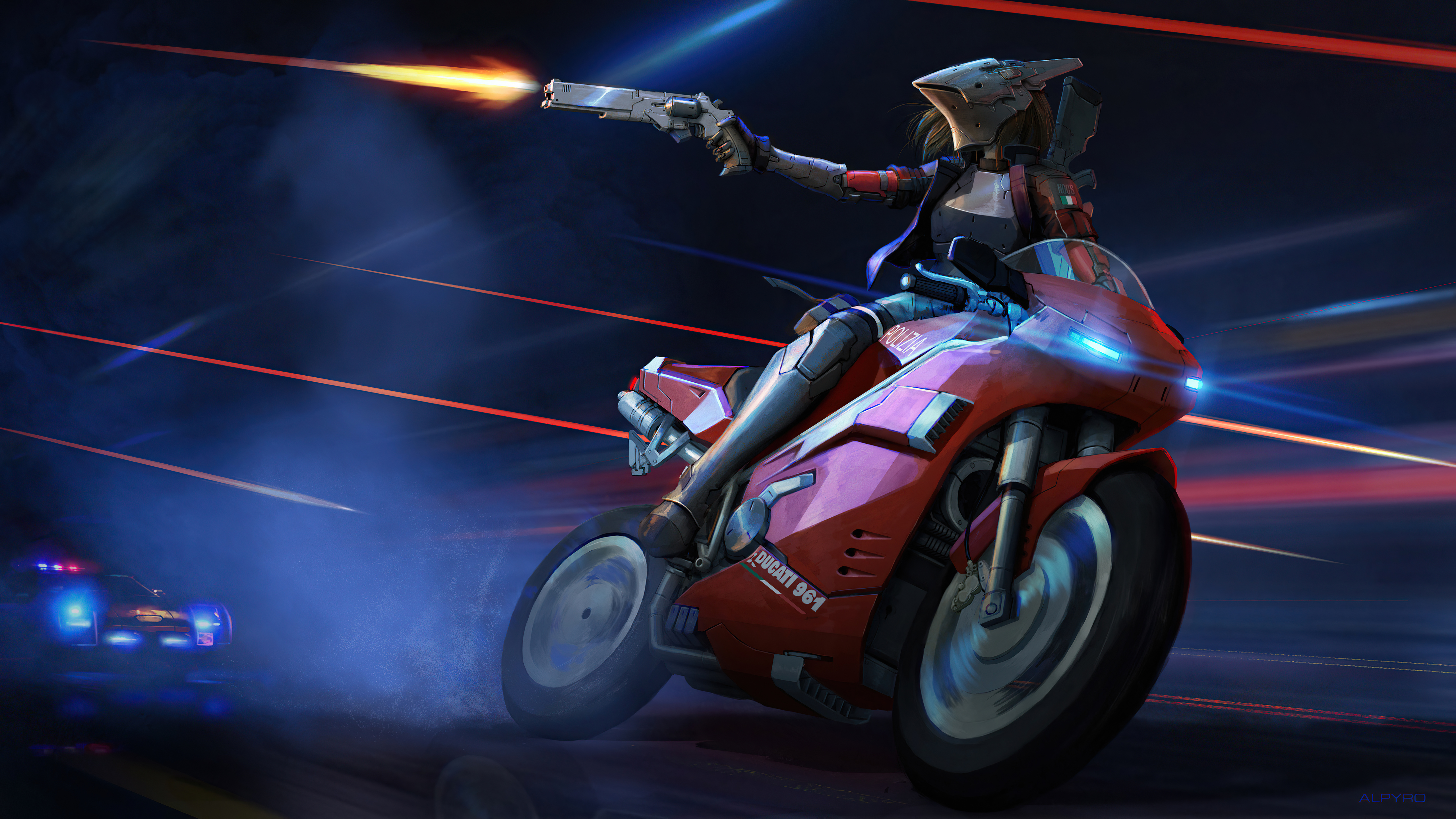 Biker Girl Futuristic Wallpapers