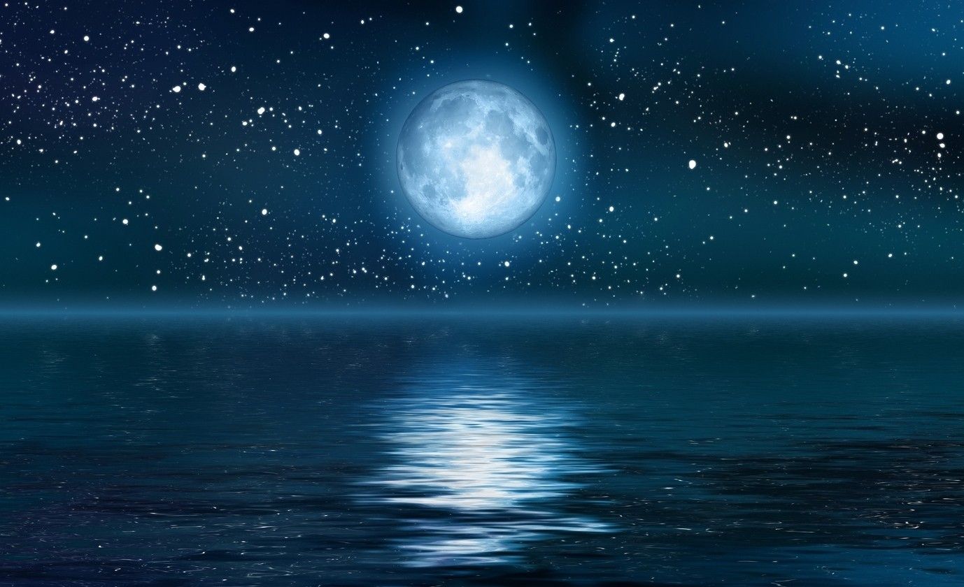 Blue Night Moon Stars Earth Wallpapers