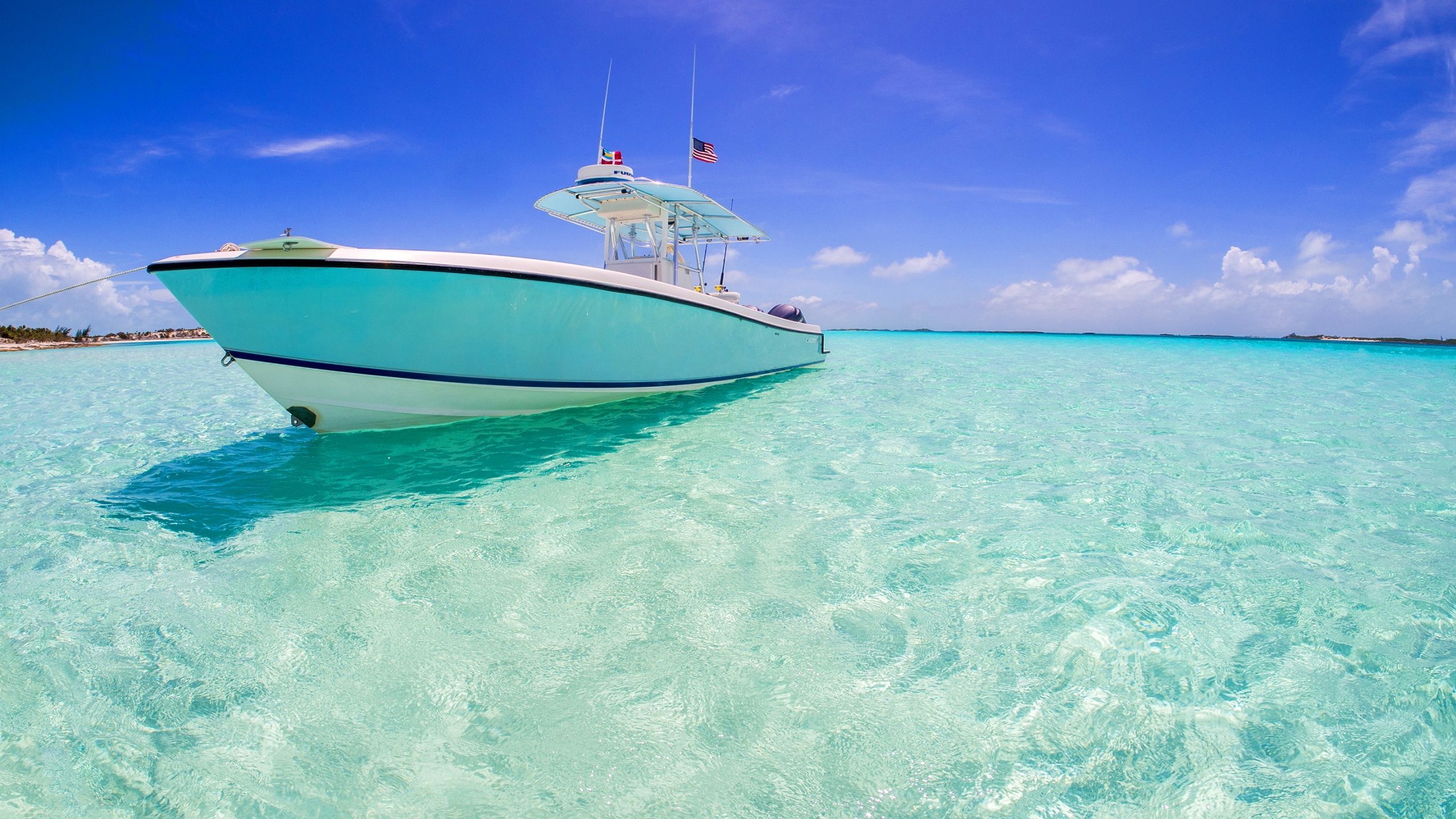 Boat In Blue Sea Water Wallpapers