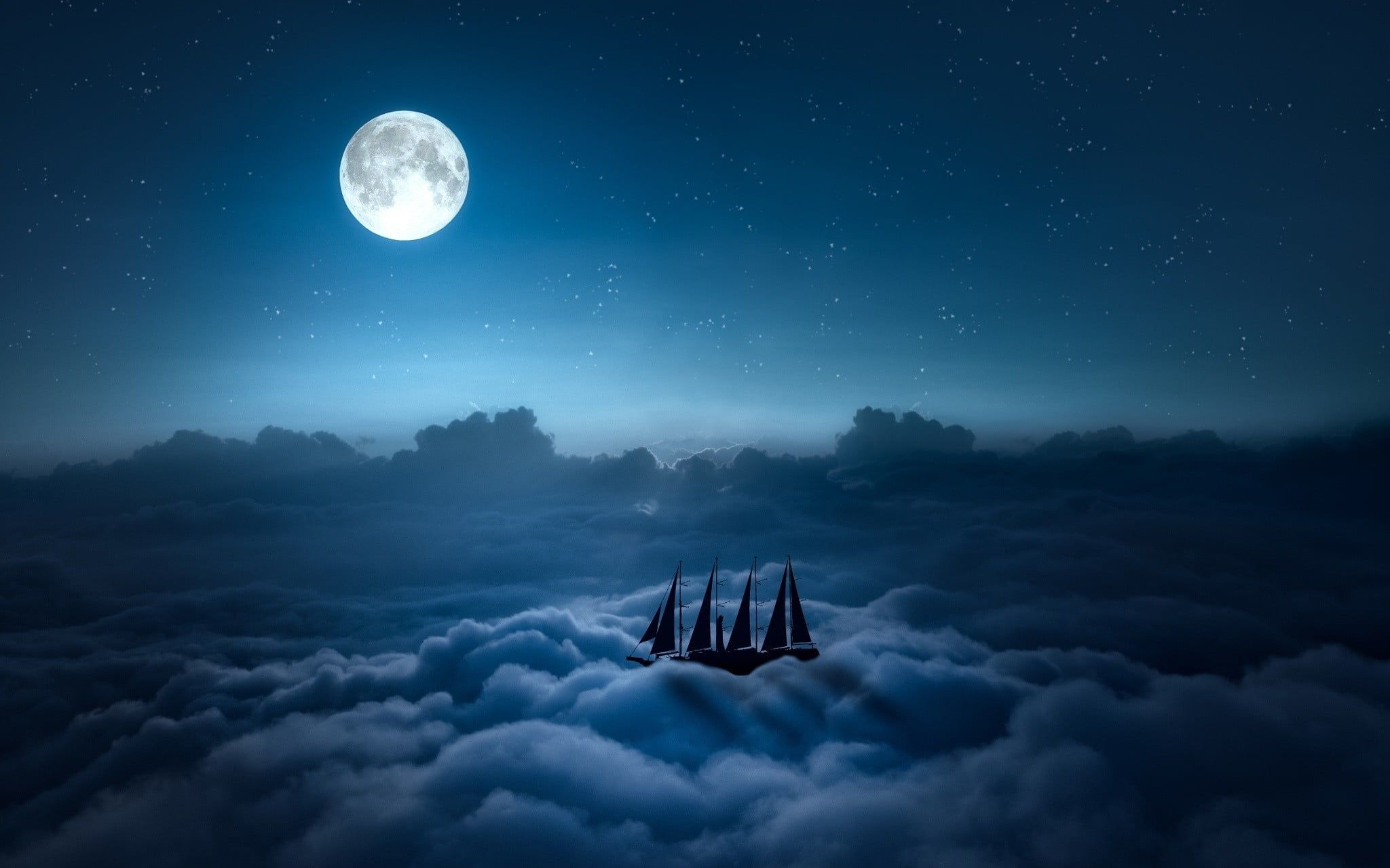 Boating At Night Digital Art Wallpapers