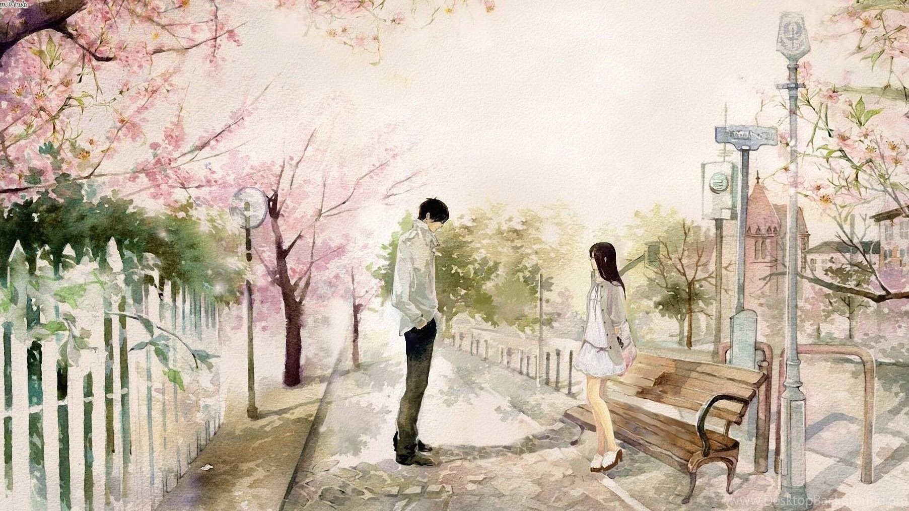 Boy And Girl Walking In Field Artistic Wallpapers