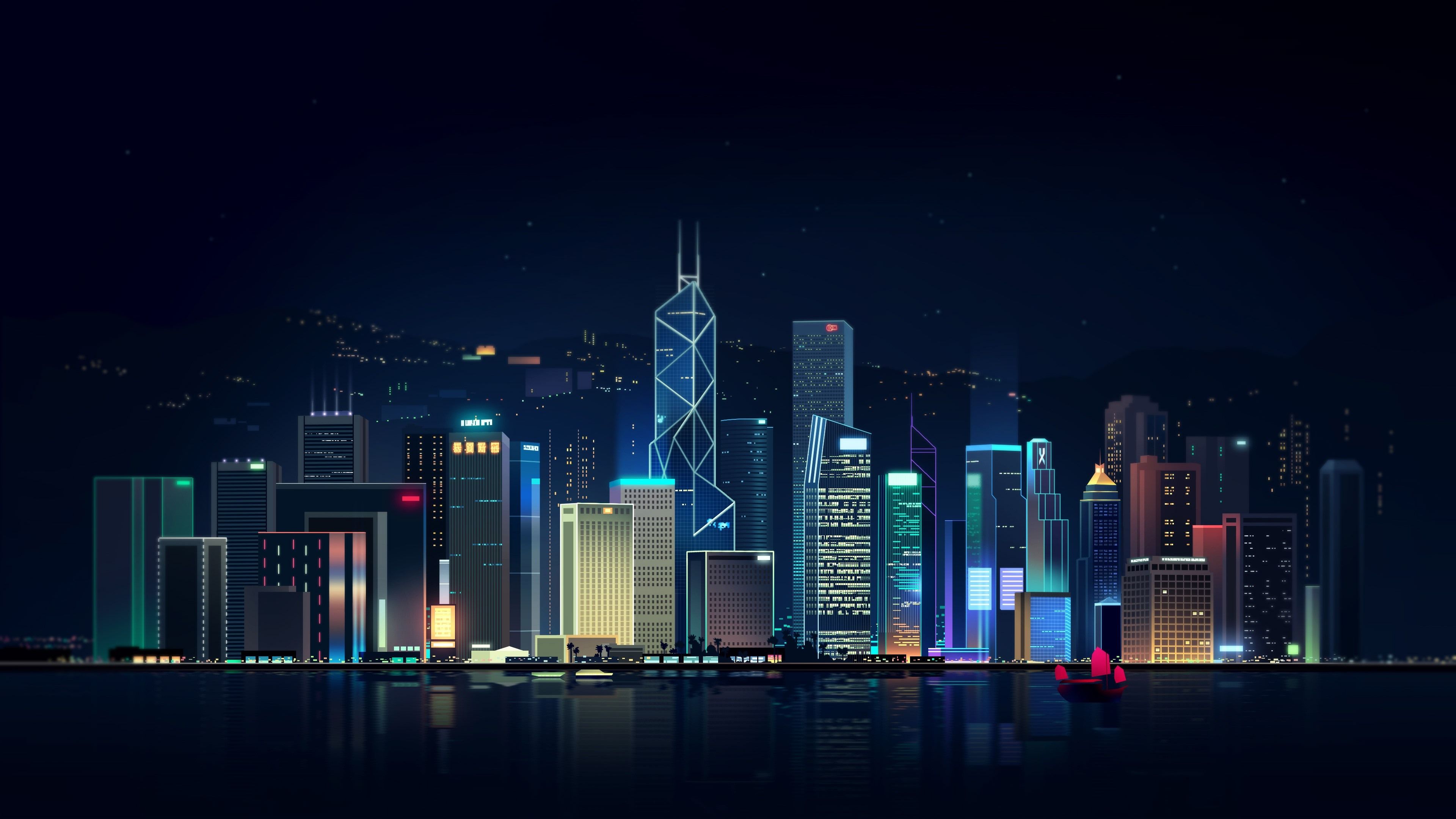 Building Lights Illustration Artstic Wallpapers