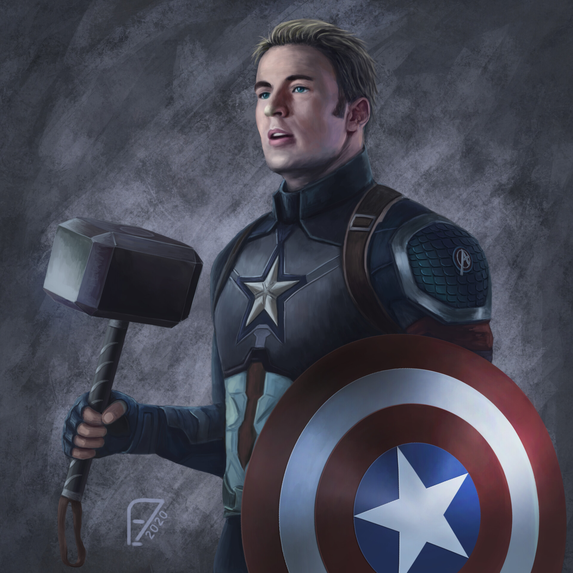 Captain America With Mjolnir And Shield Art Wallpapers