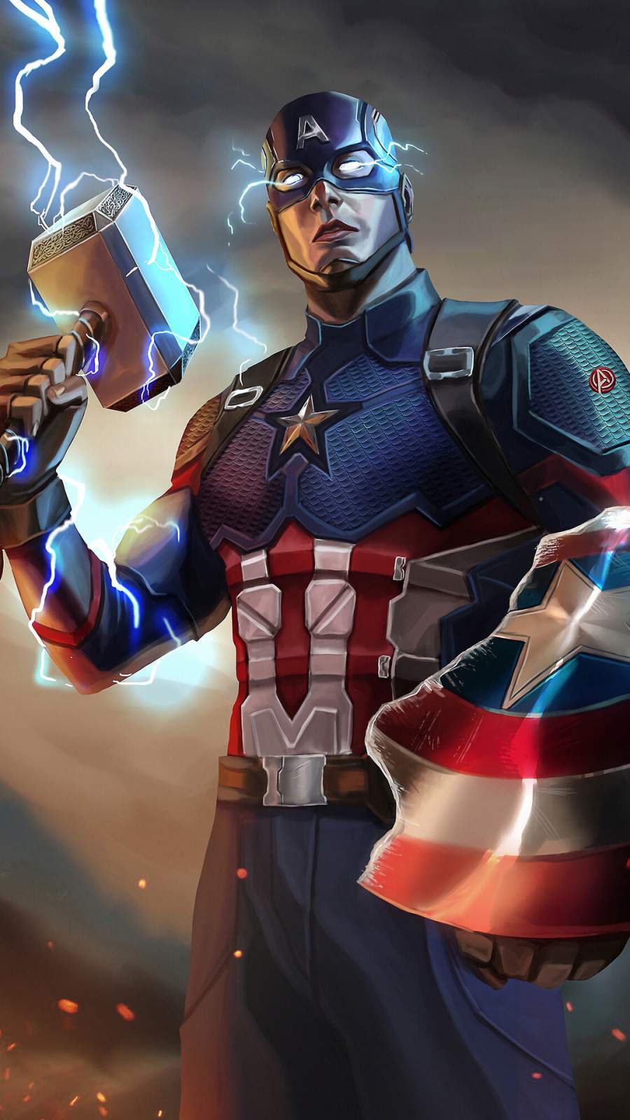 Captain America With Mjolnir And Shield Art Wallpapers