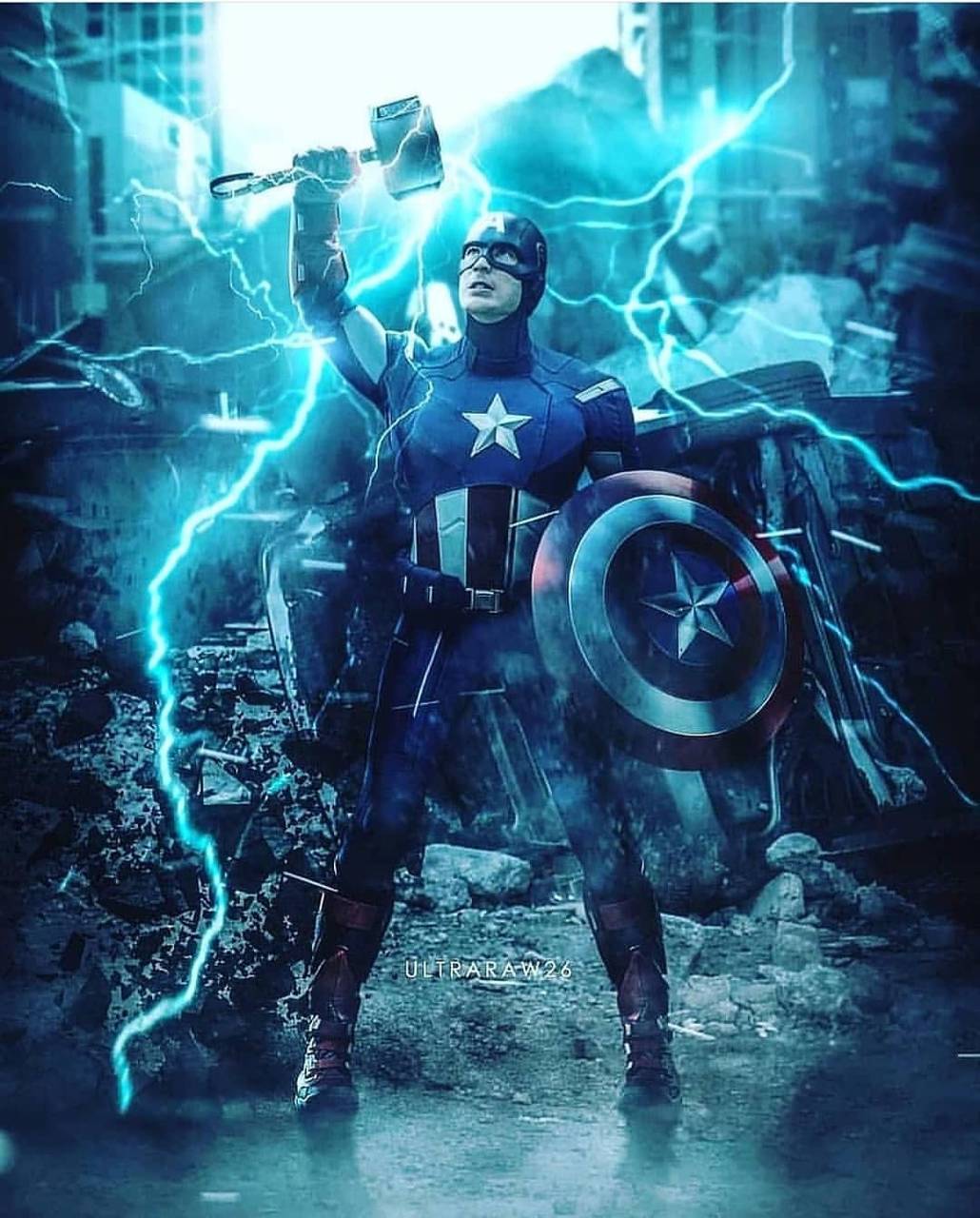 Captain America With Mjolnir And Shield Art Wallpapers