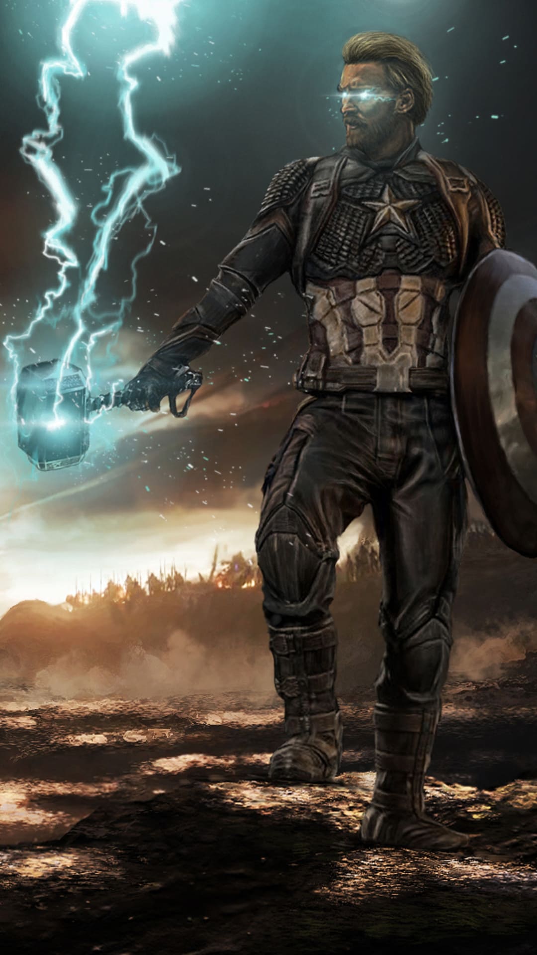 Captain America With Mjolnir And Shield Art Wallpapers