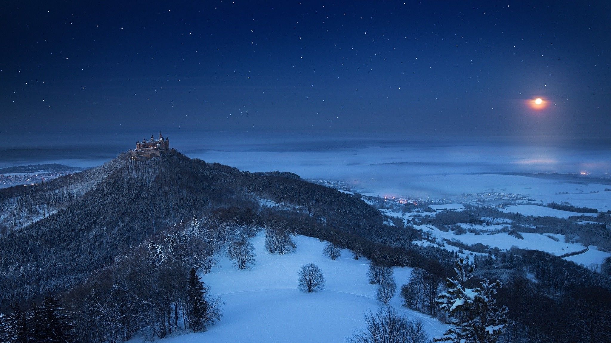 Castle In Winter Landscape Wallpapers