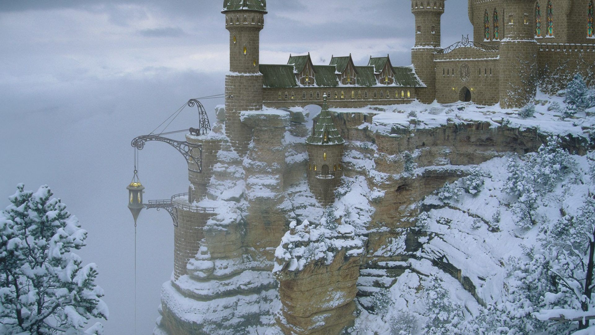 Castle In Winter Landscape Wallpapers