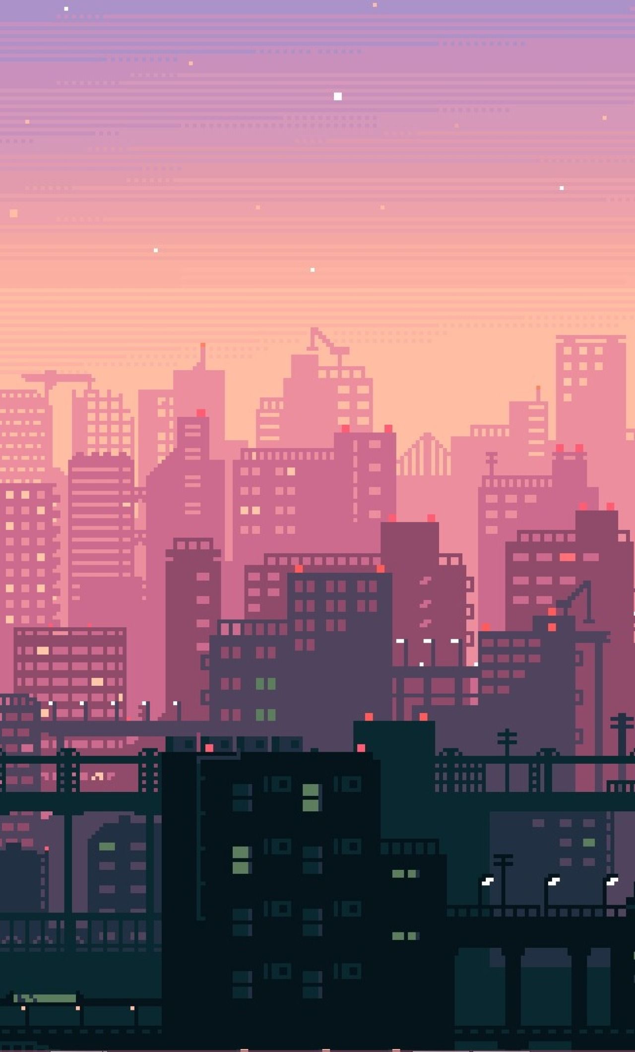 City Building Sunshine Pixel Art Wallpapers