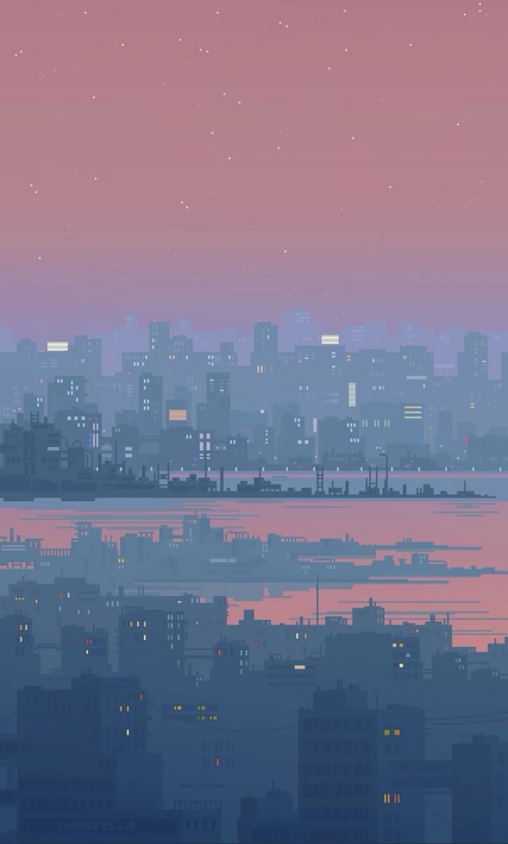 City Building Sunshine Pixel Art Wallpapers