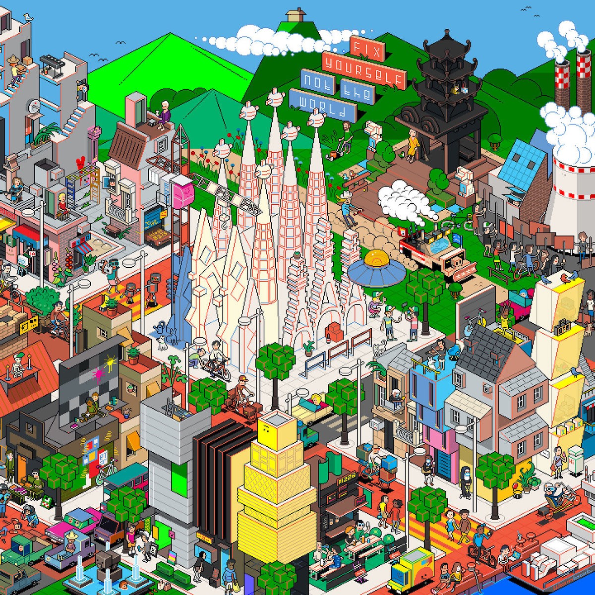 City Building Sunshine Pixel Art Wallpapers