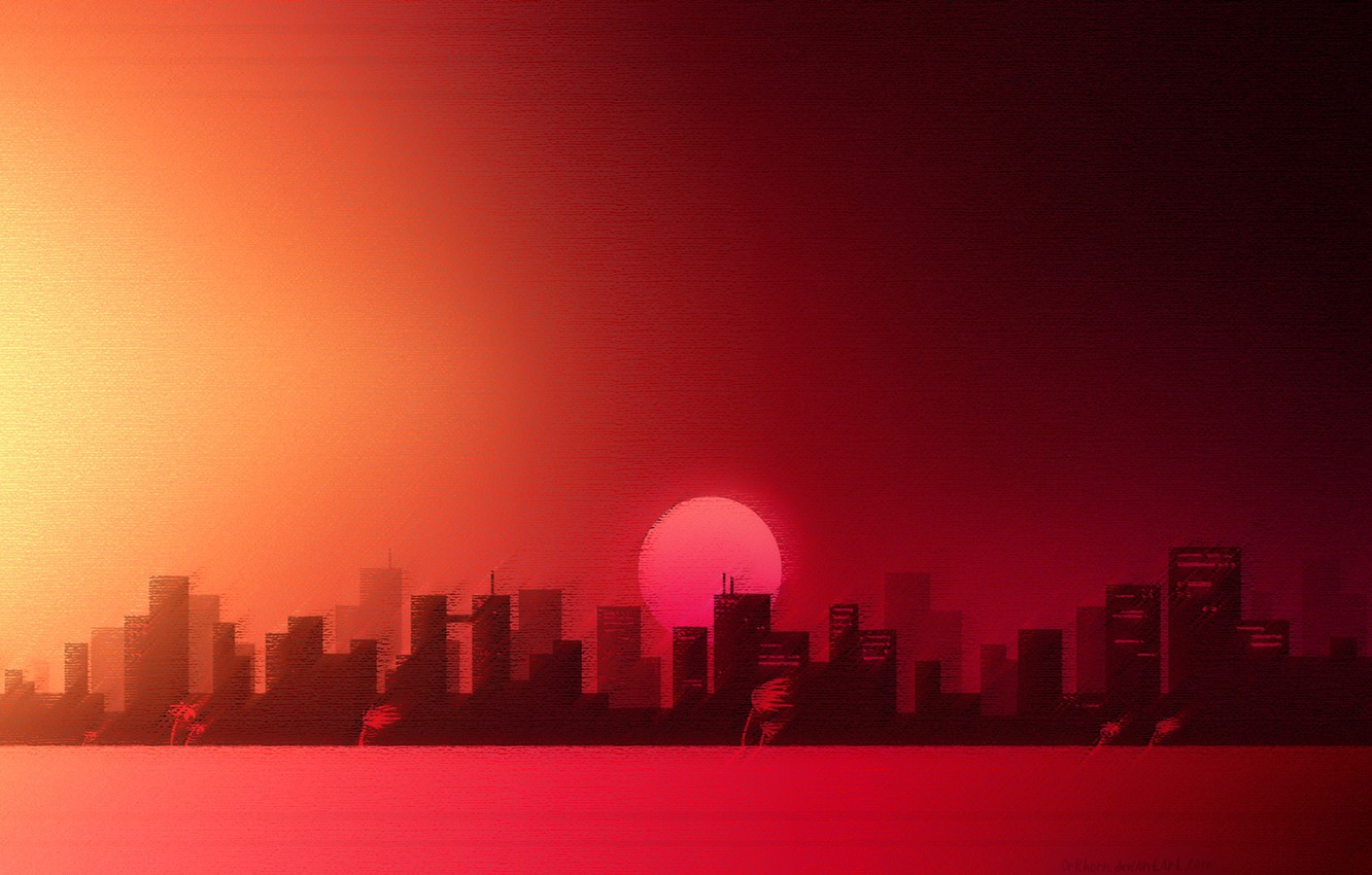 City Retrowave Synthwave Art Wallpapers