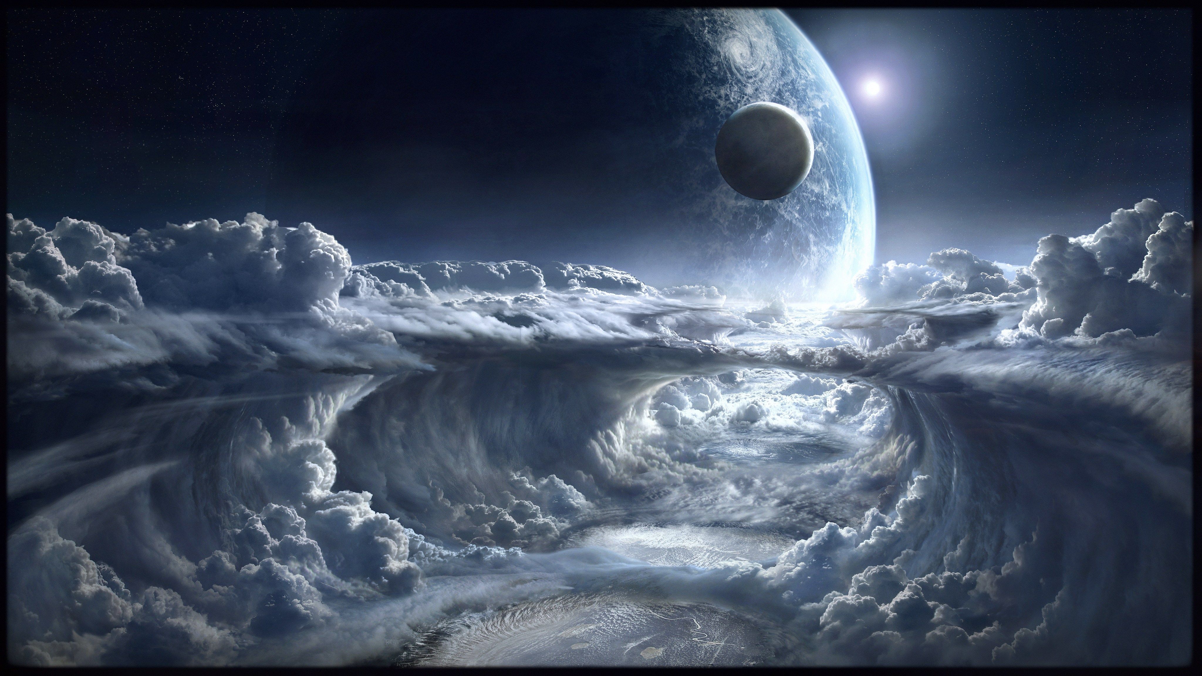 Cloudy Sci Fi Hd Sky Art Wallpapers