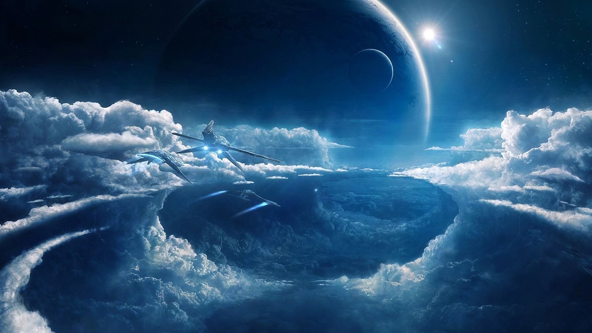 Cloudy Sci Fi Hd Sky Art Wallpapers