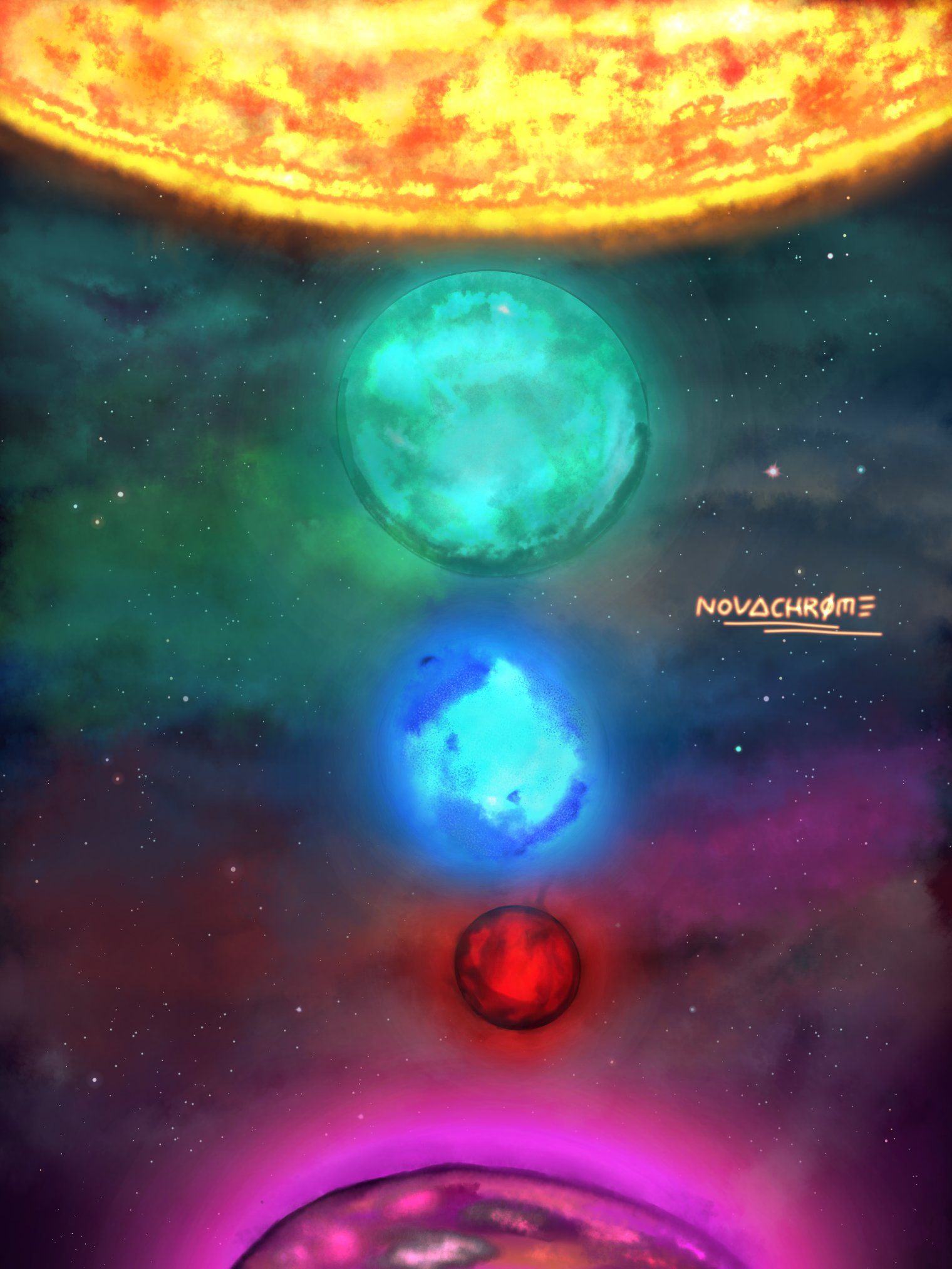 Colorful Solar System Digital Art Wallpapers