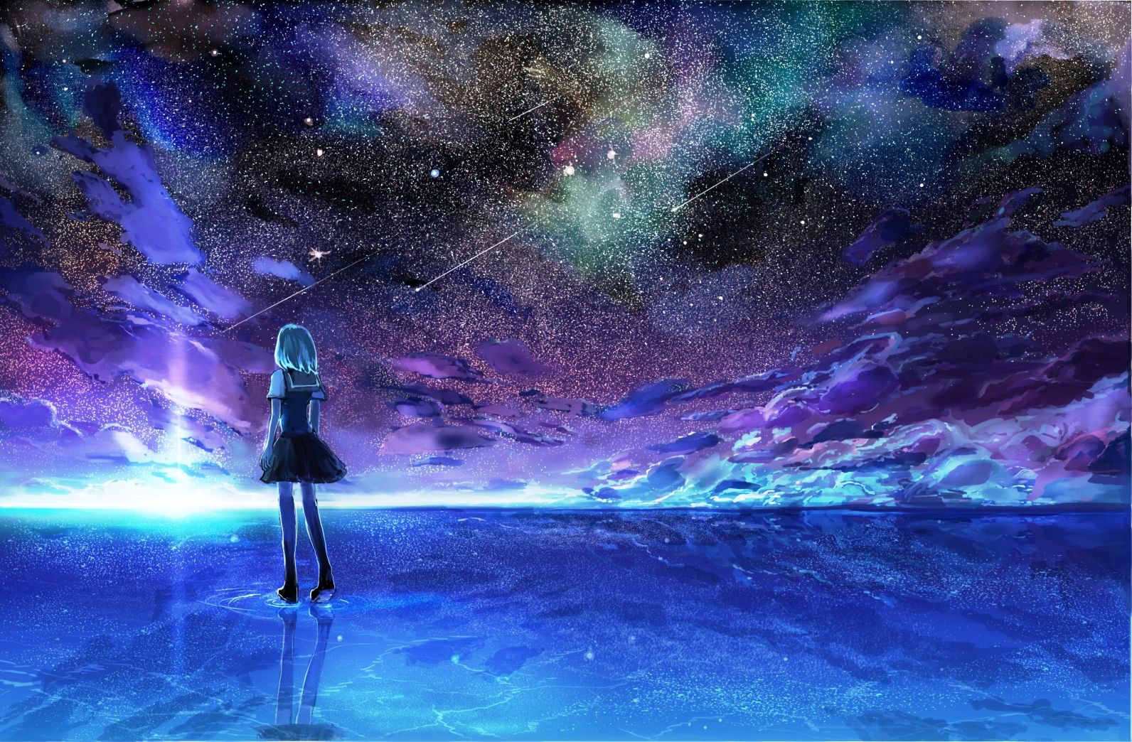 Cool Anime Starry Night Illustration Wallpapers