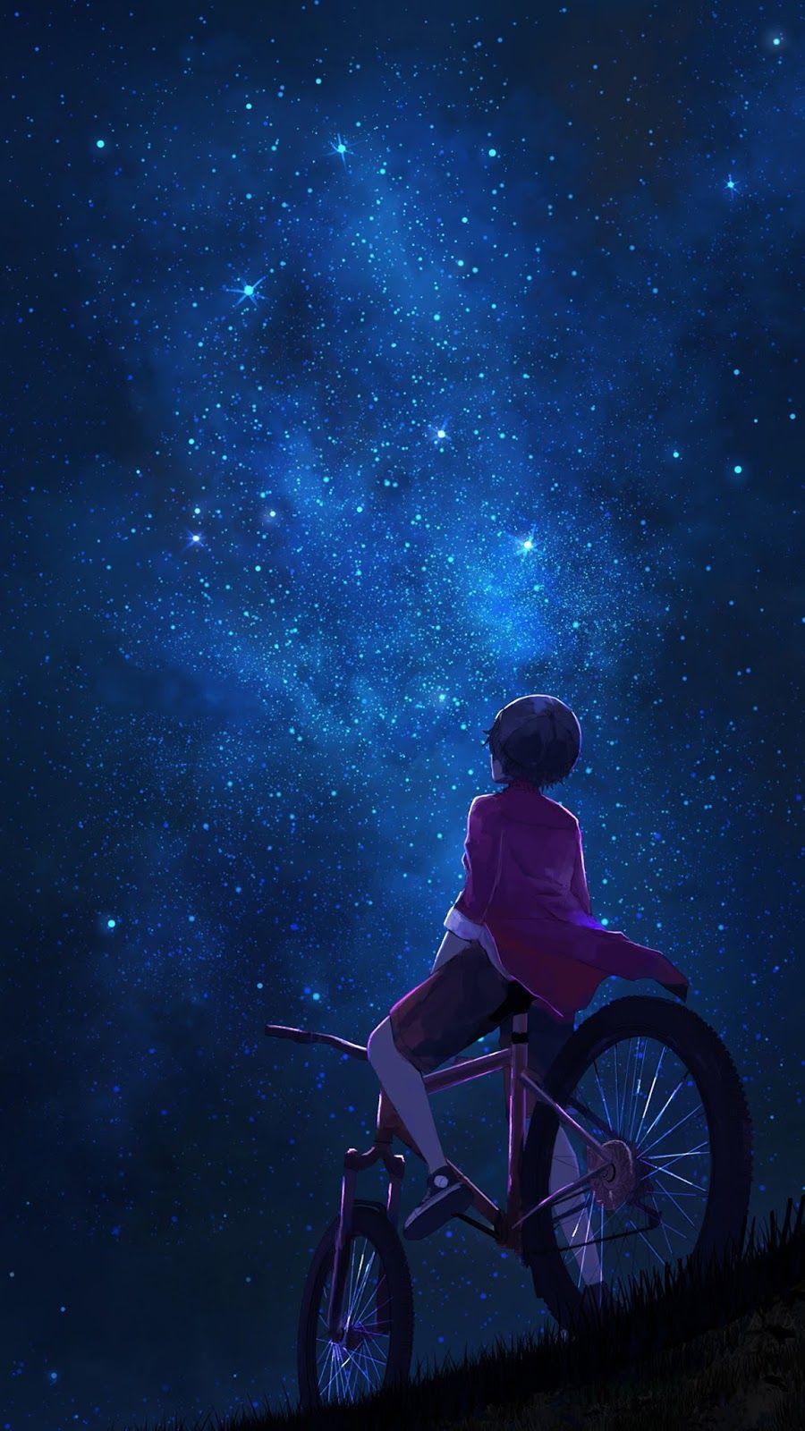 Cool Anime Starry Night Illustration Wallpapers