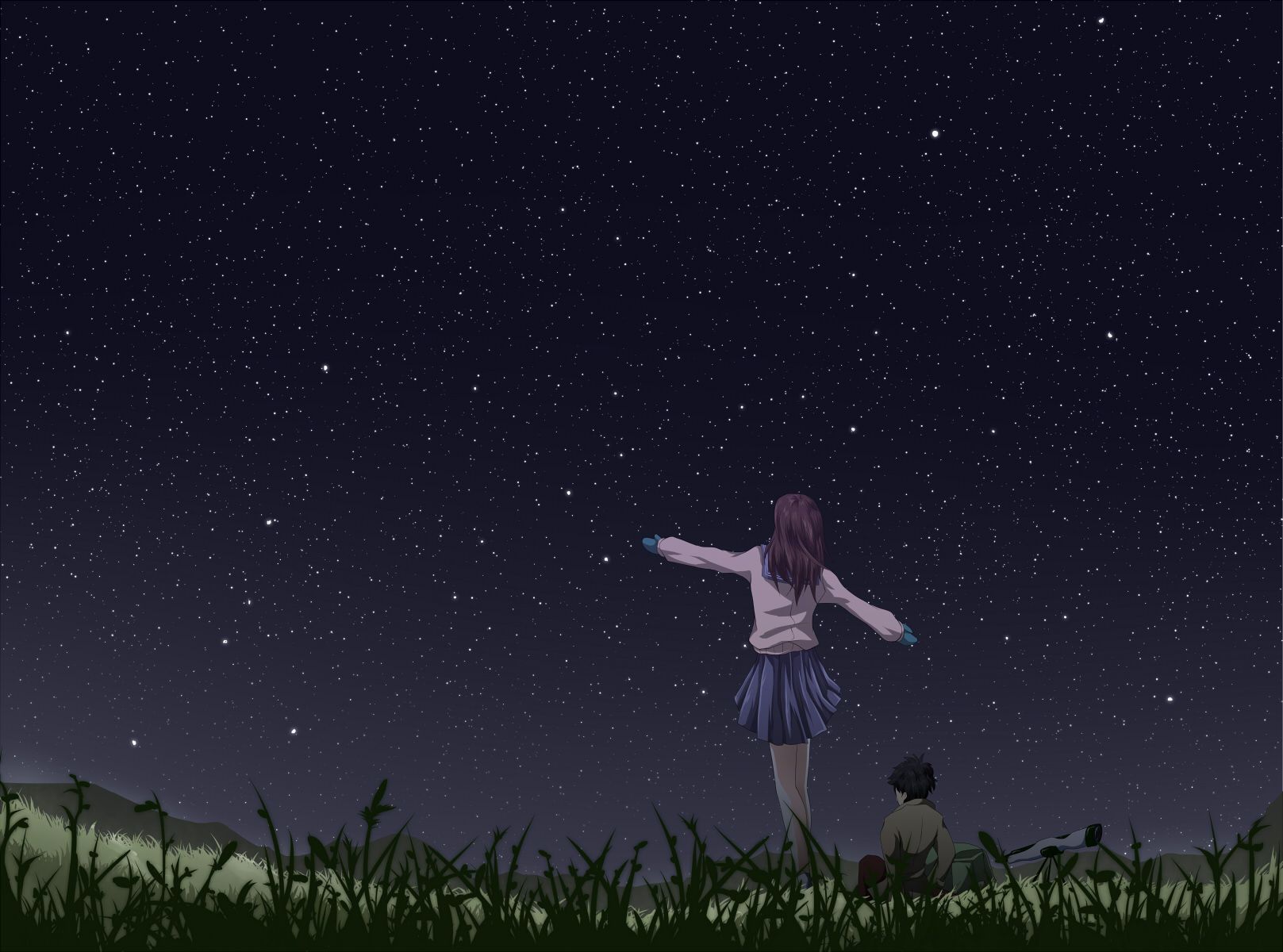 Cool Anime Starry Night Illustration Wallpapers