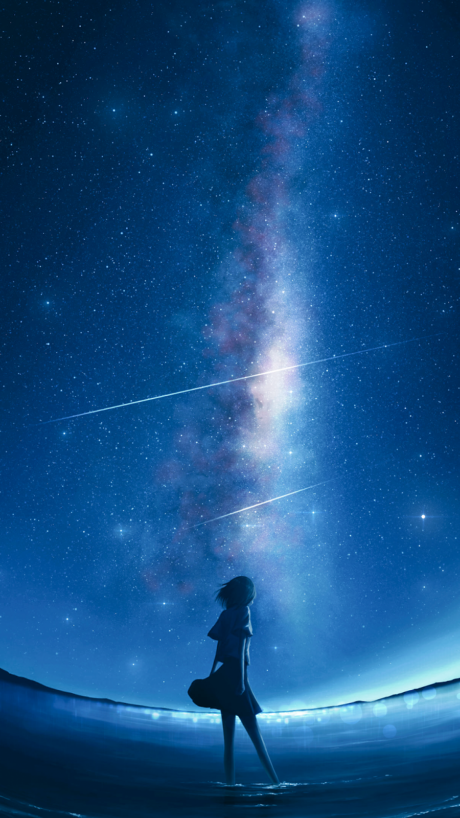 Cool Anime Starry Night Illustration Wallpapers