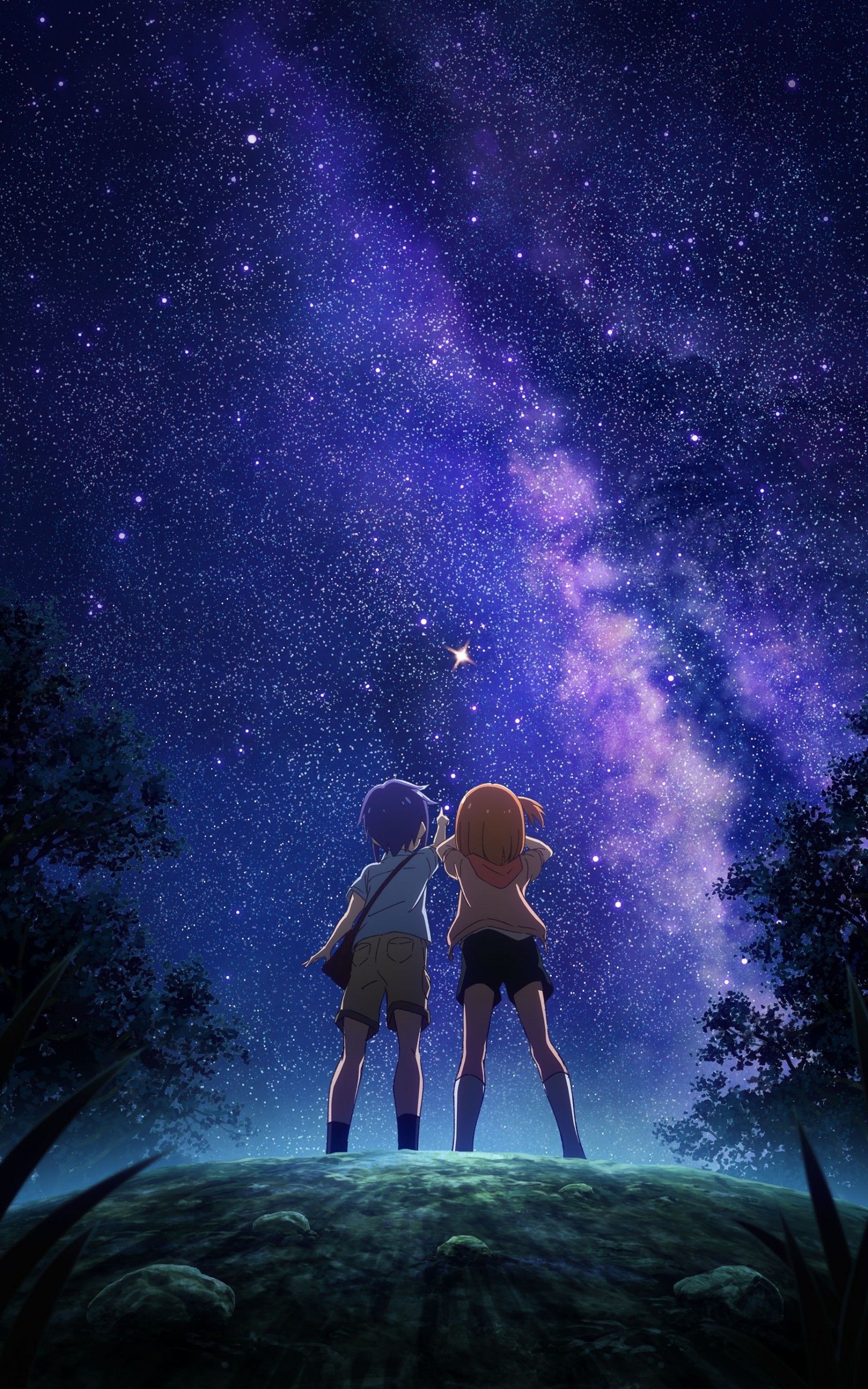 Cool Anime Starry Night Illustration Wallpapers