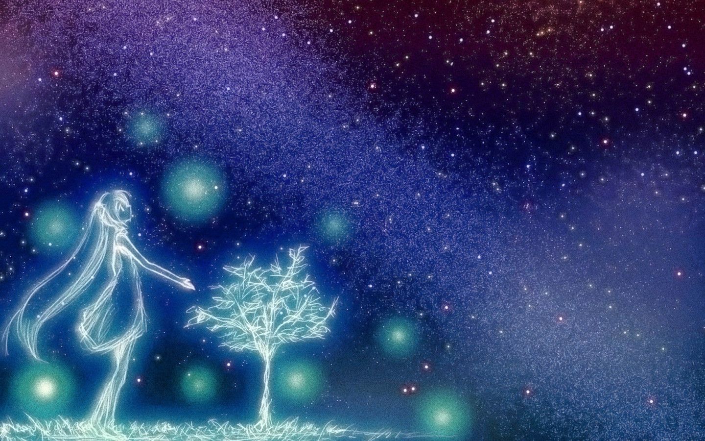 Cool Anime Starry Night Illustration Wallpapers