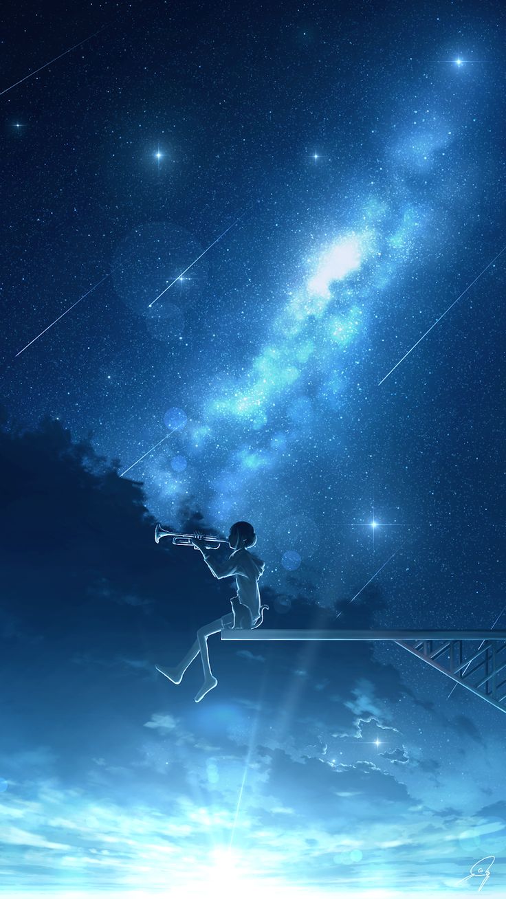 Cool Anime Starry Night Illustration Wallpapers