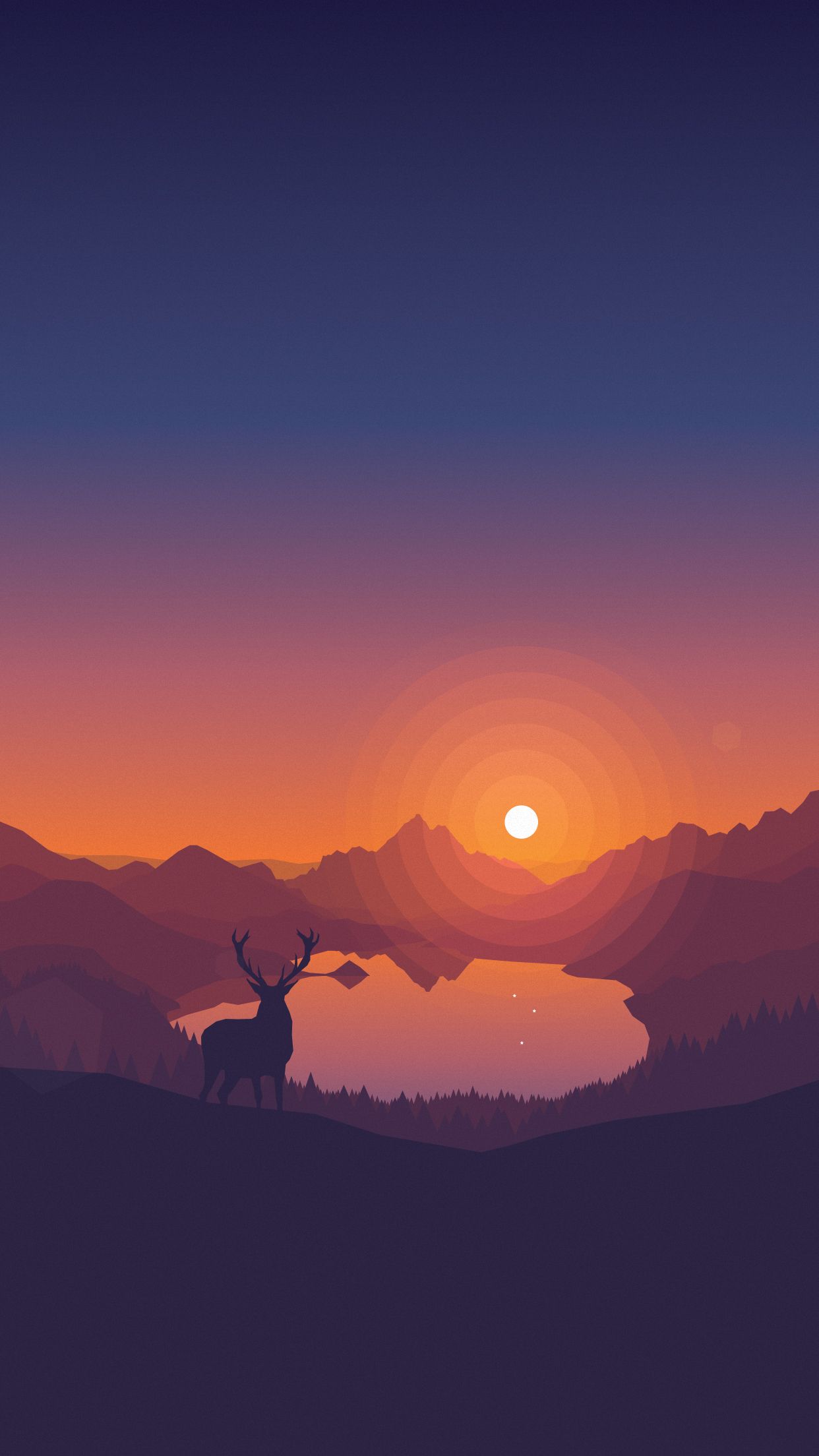 Couple At Sunset Illustration Wallpapers