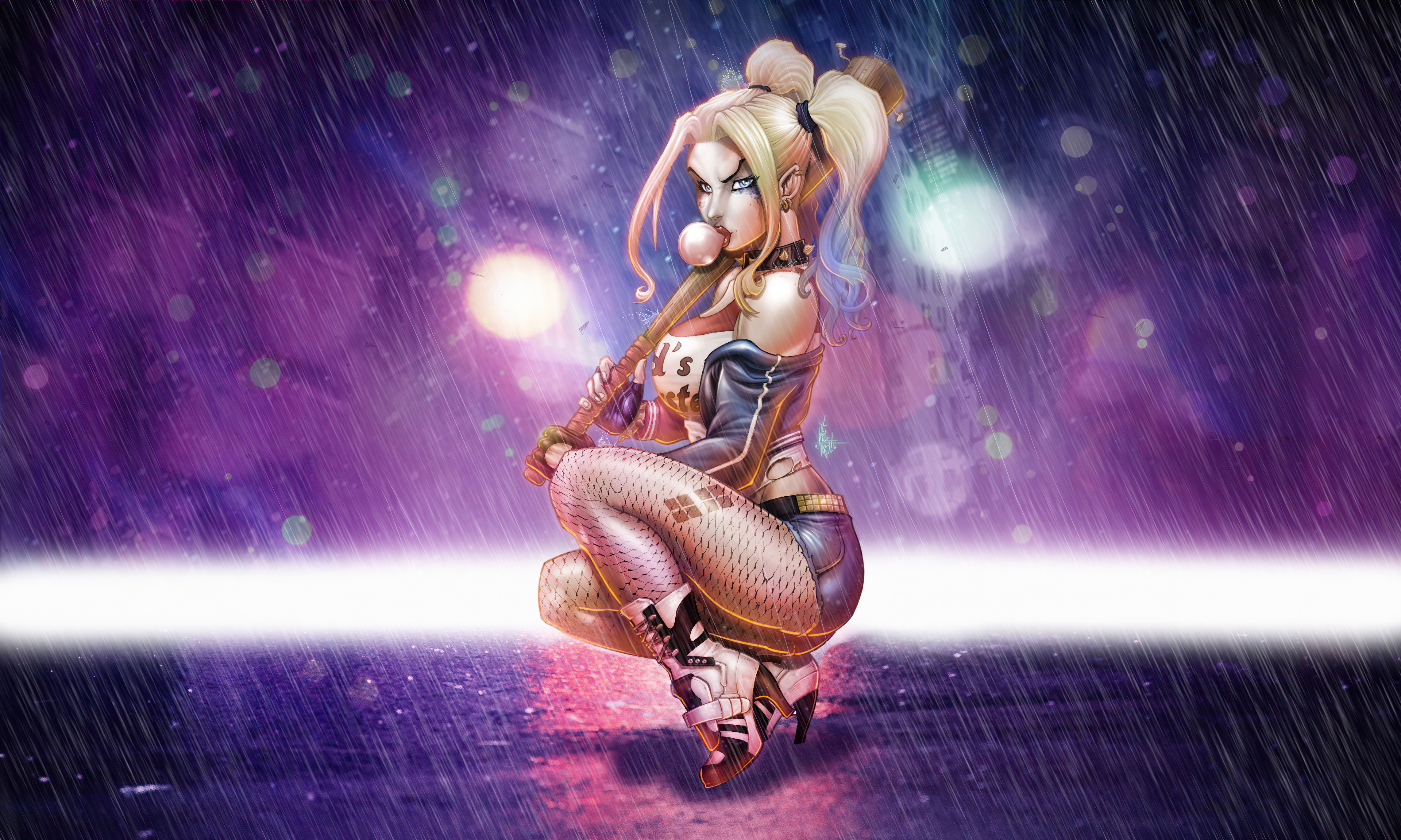 Cute Harley Quinn With Baseball Bat Wallpapers