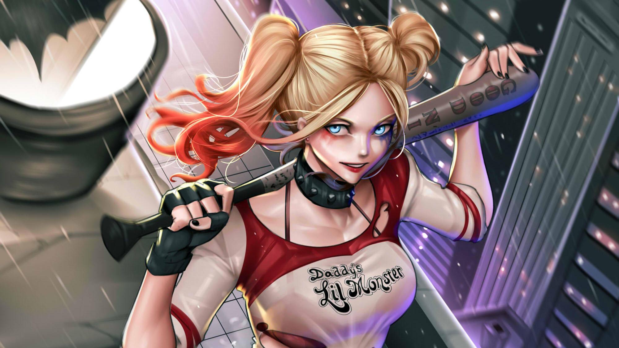 Cute Harley Quinn With Baseball Bat Wallpapers