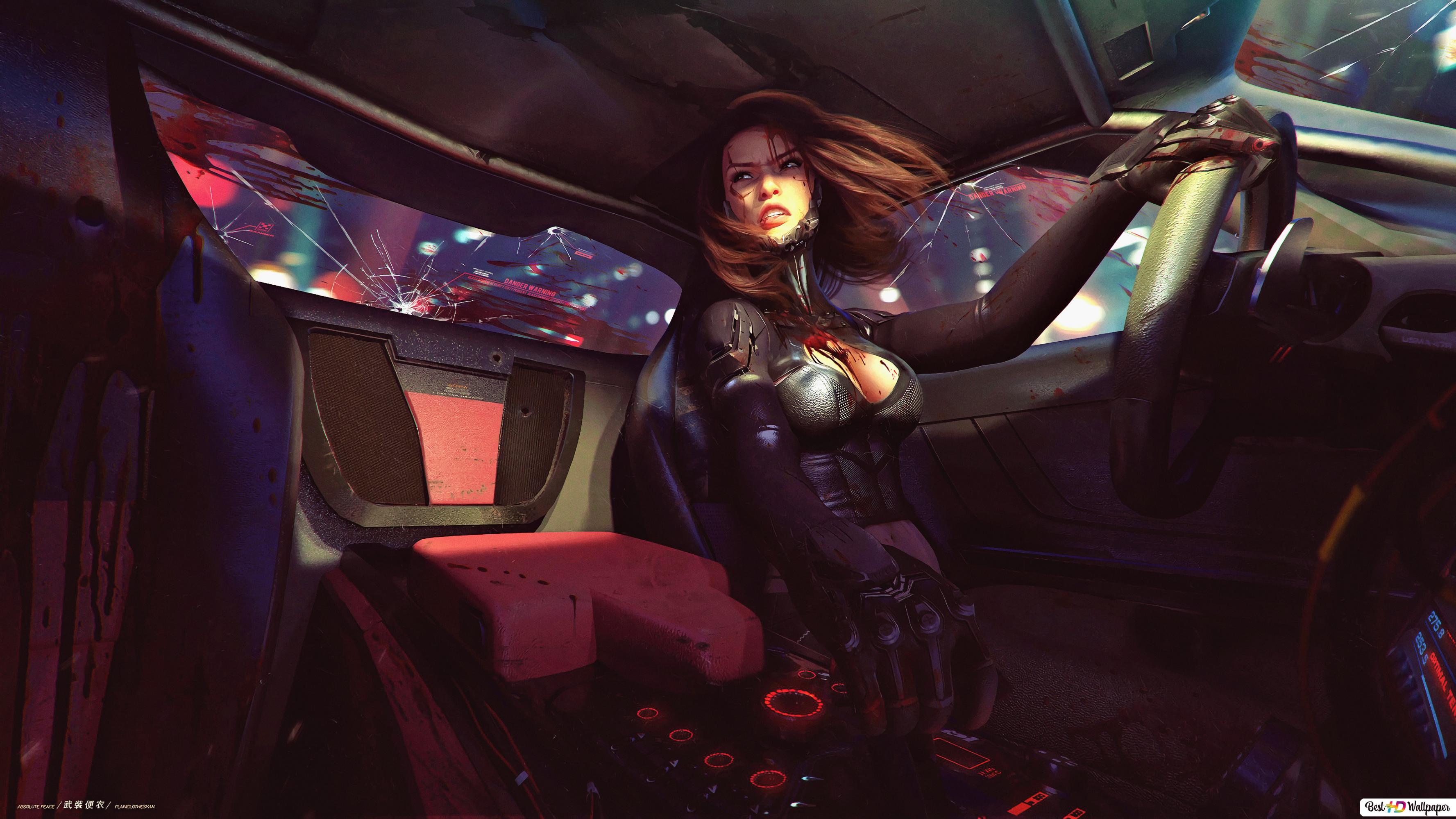 Cyberpunk Cyborg Girl Biker 2077 Wallpapers