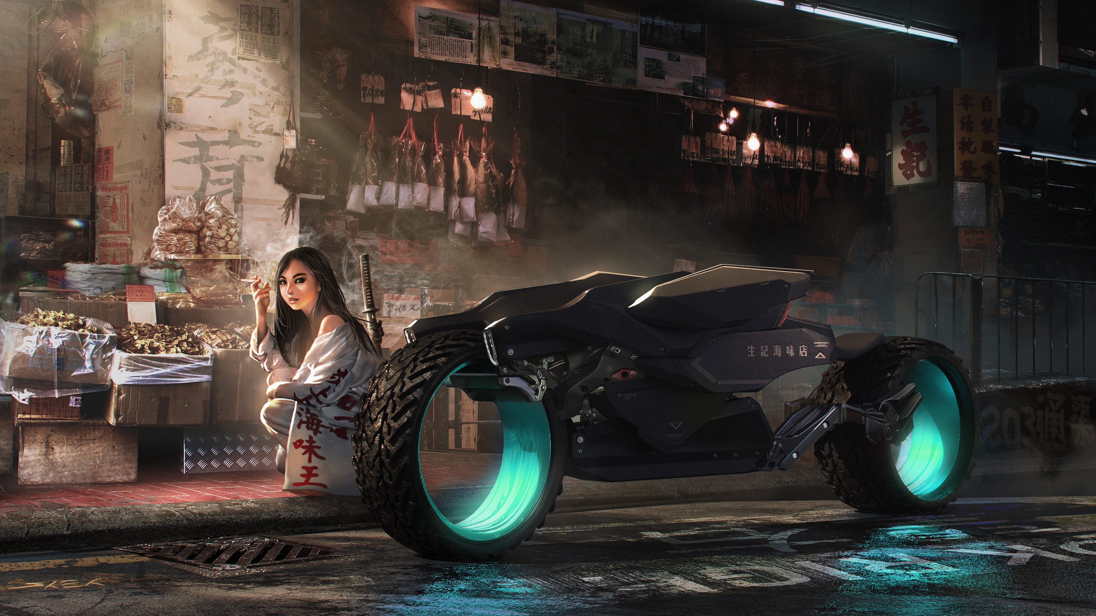 Cyberpunk Girl Futuristic Vehicle Wallpapers