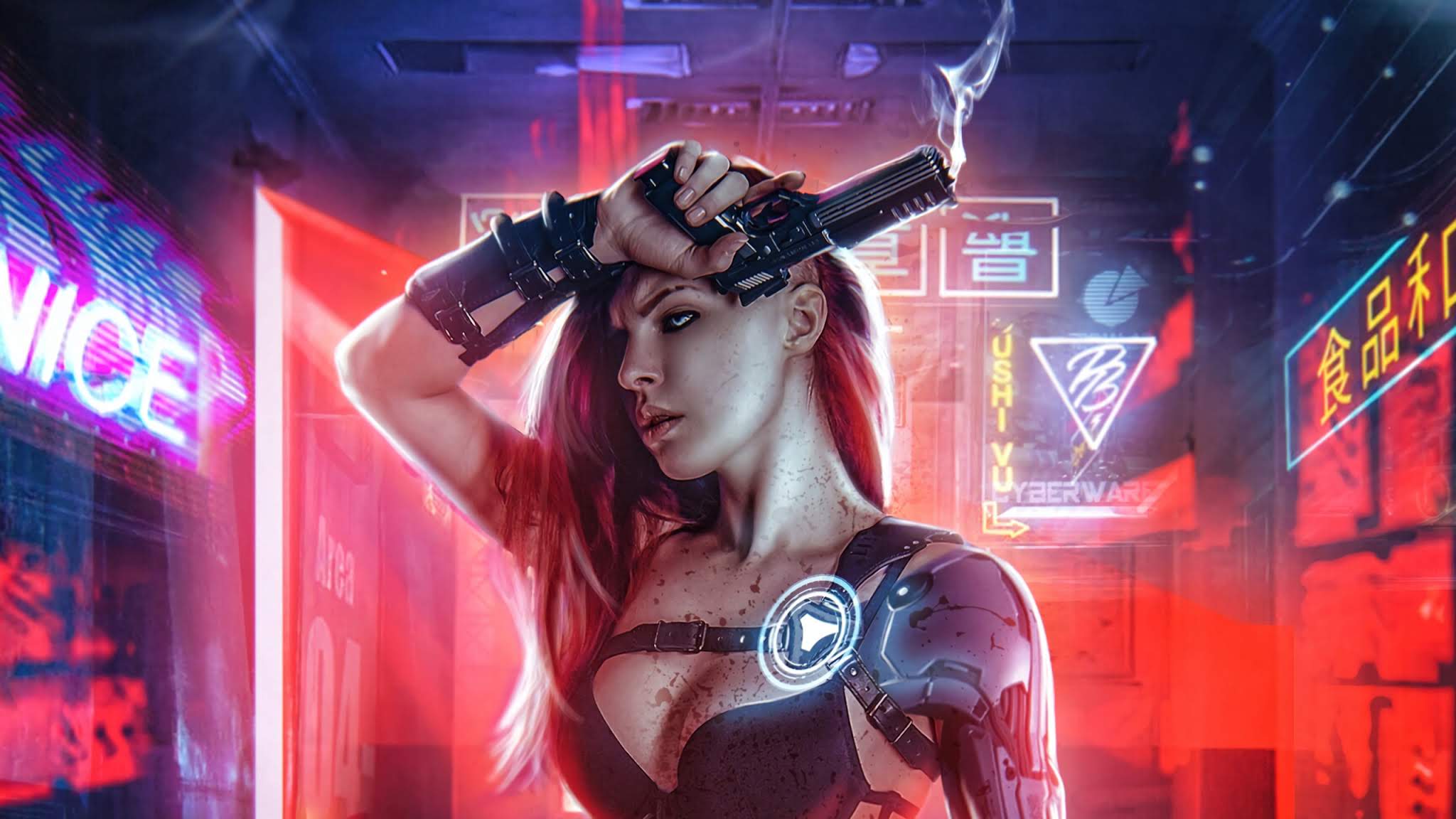 Cyberpunk Girl Futuristic Vehicle Wallpapers
