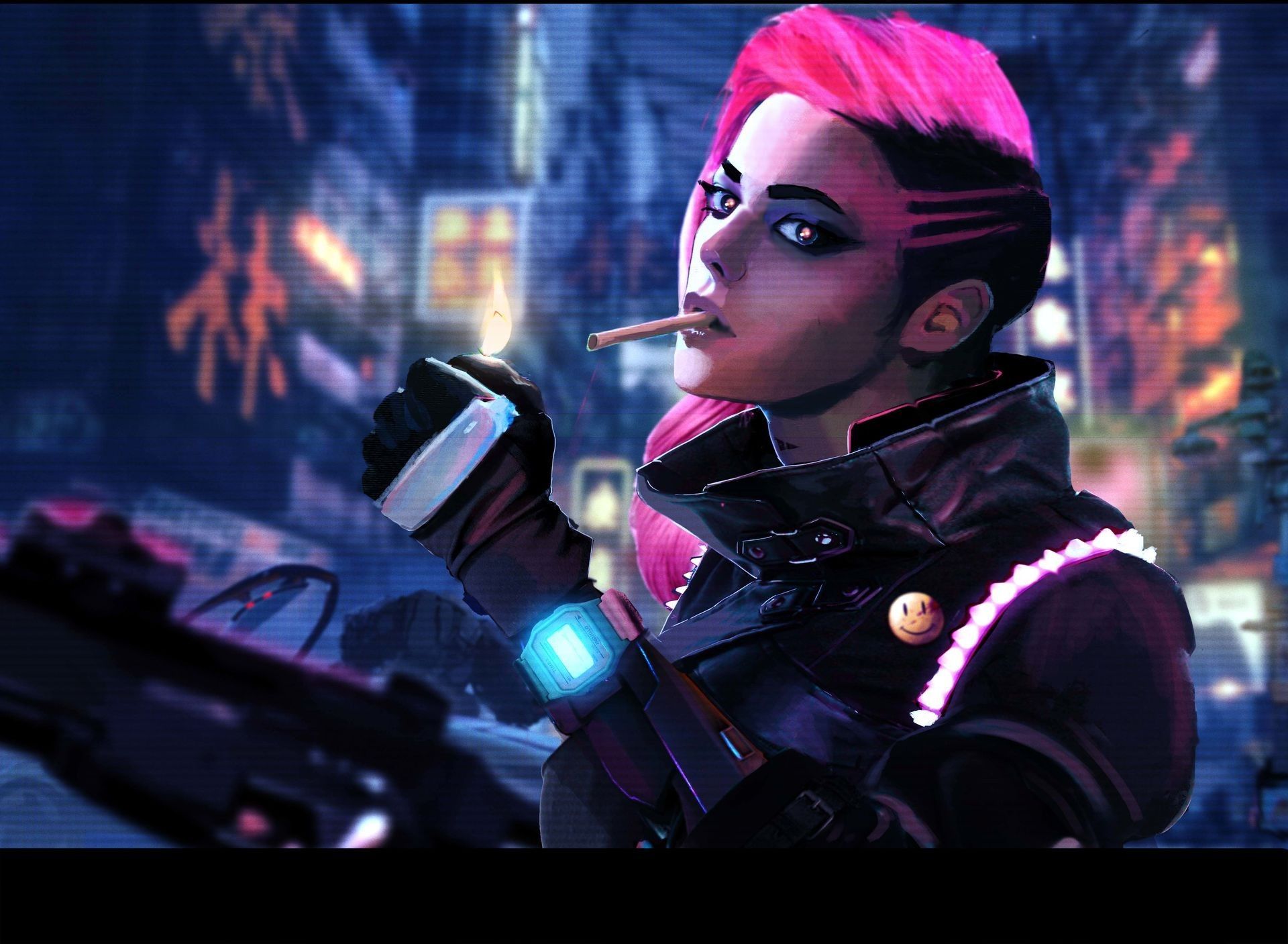 Cyberpunk Girl In Rain Wallpapers