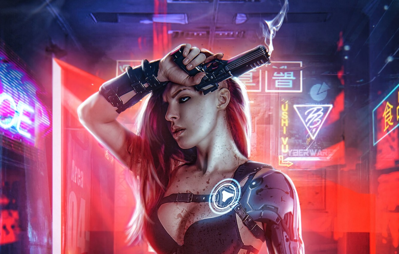 Cyberpunk Girl With Weapon Wallpapers