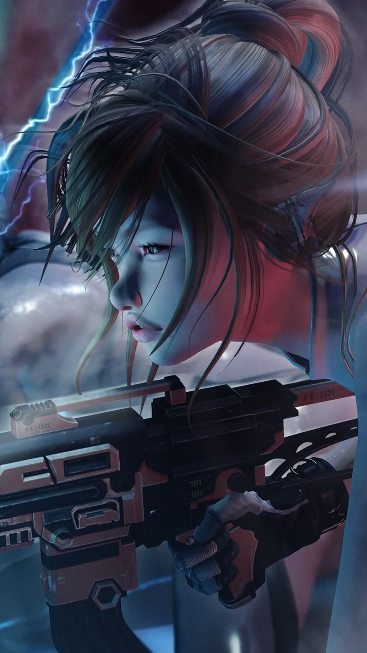 Cyberpunk Girl With Weapon Wallpapers