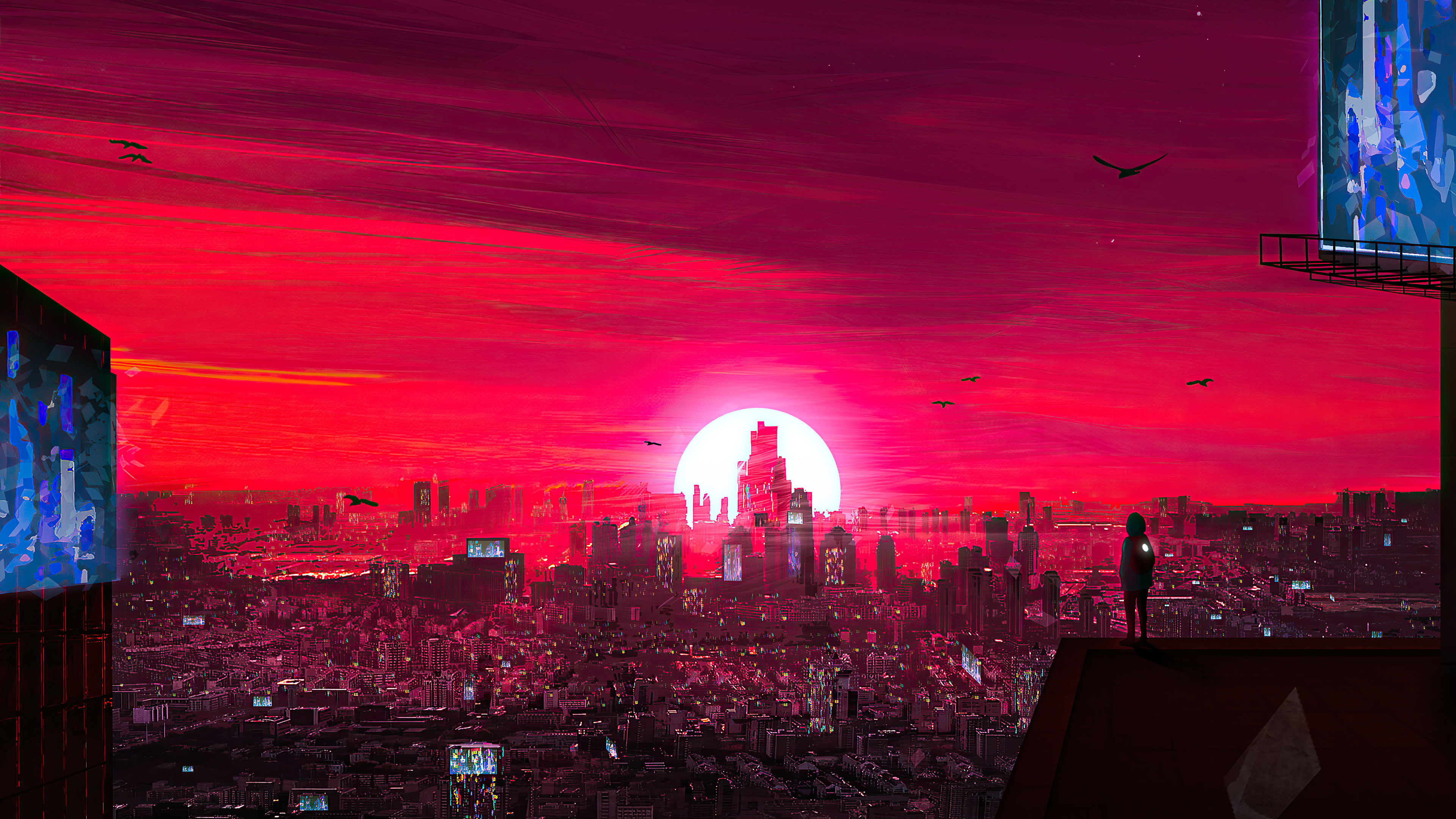 Cyberpunk Lonely Cyborg Illustration Wallpapers