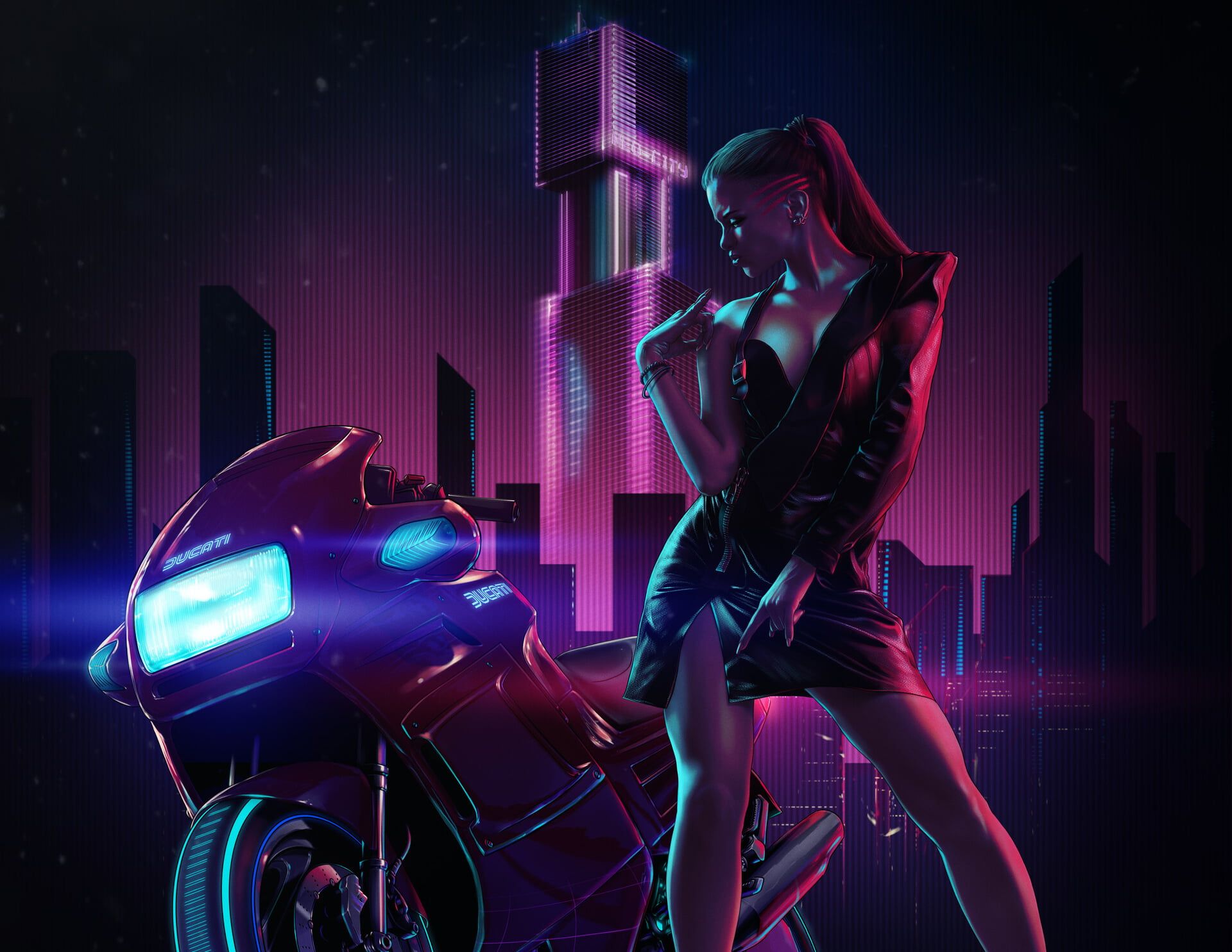 Cyberpunk Motorcycle Girl Wallpapers