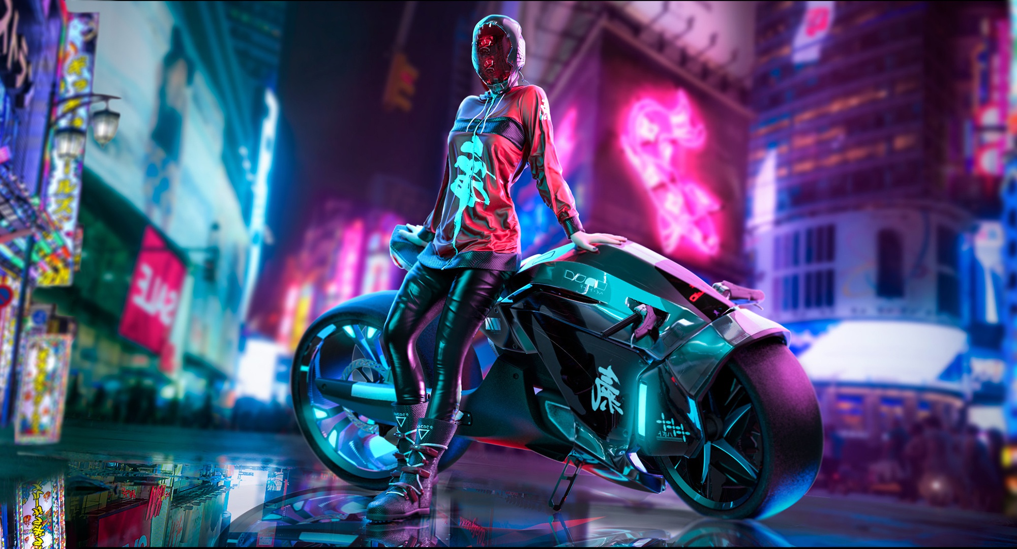 Cyberpunk Motorcycle Girl Wallpapers