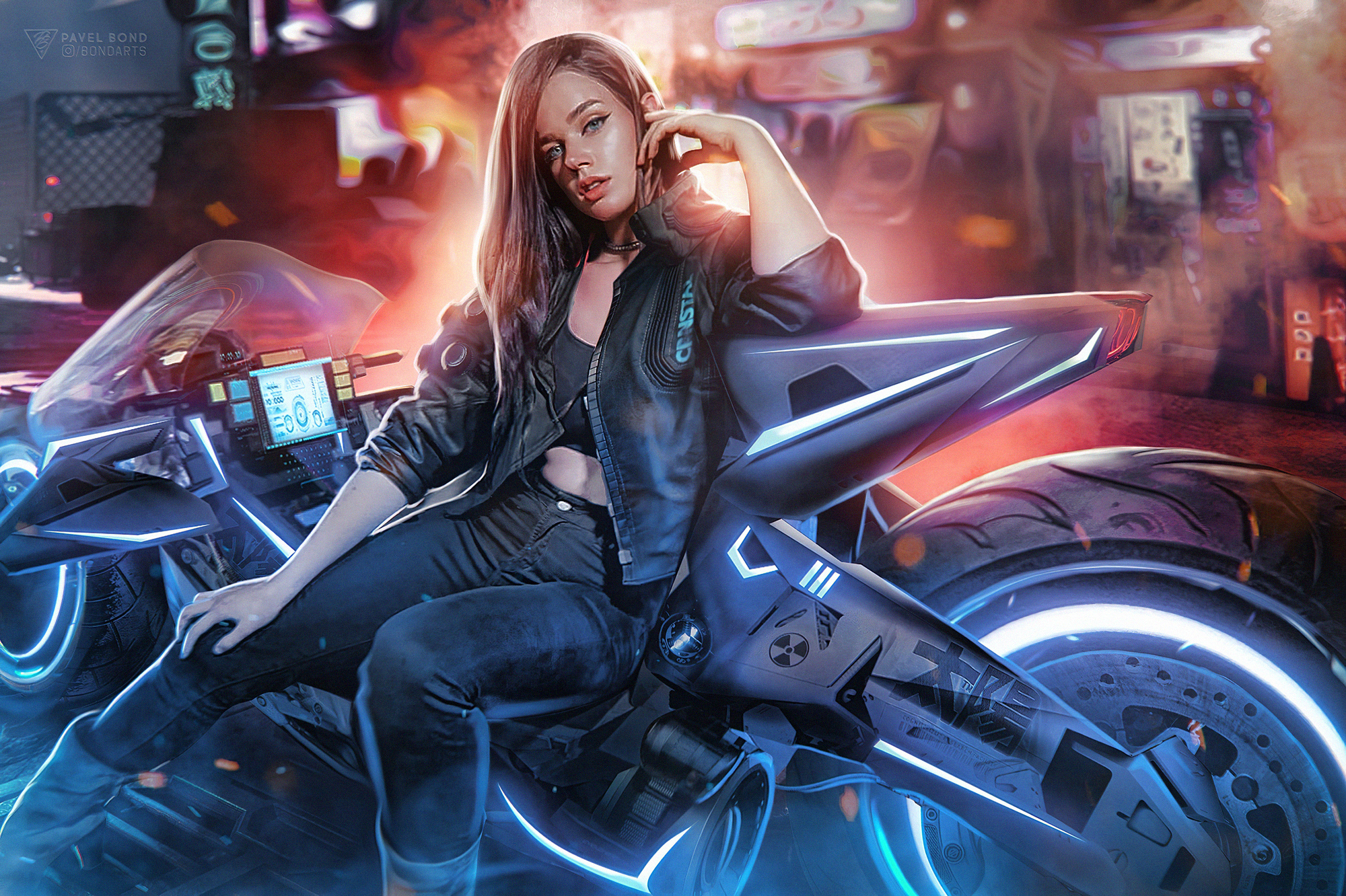 Cyberpunk Motorcycle Girl Wallpapers