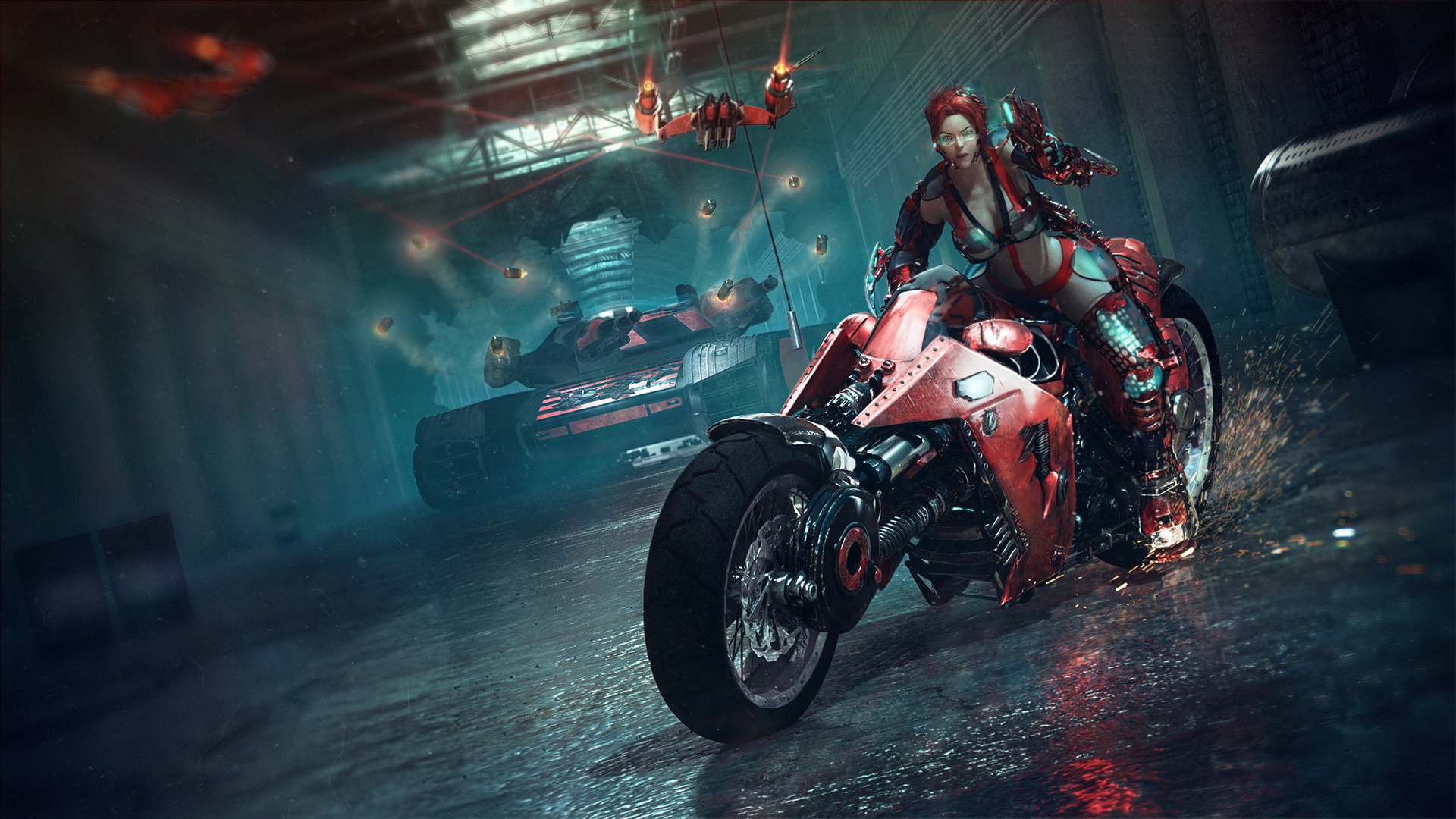 Cyberpunk Motorcycle Girl Wallpapers