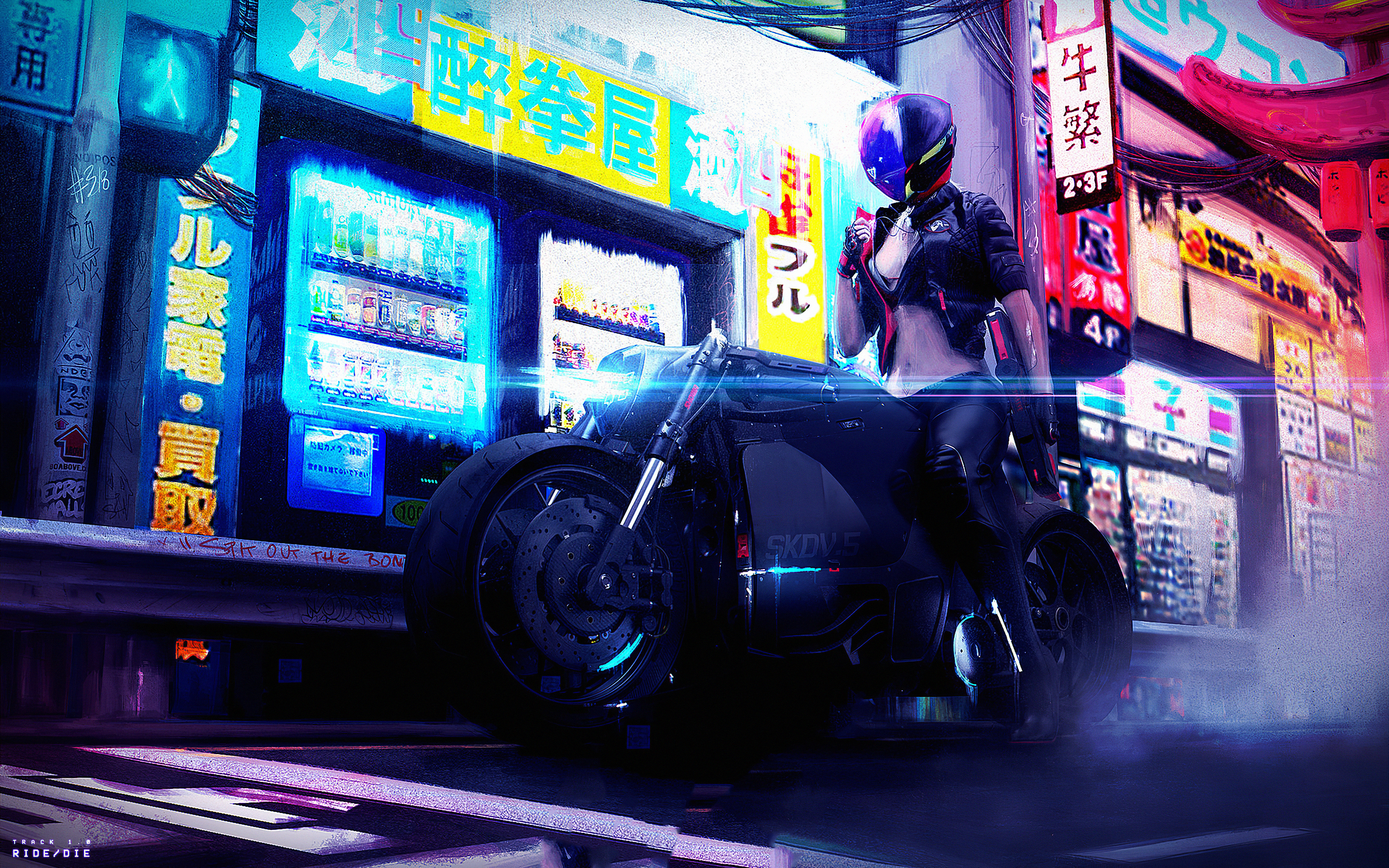 Cyberpunk Motorcycle Girl Wallpapers