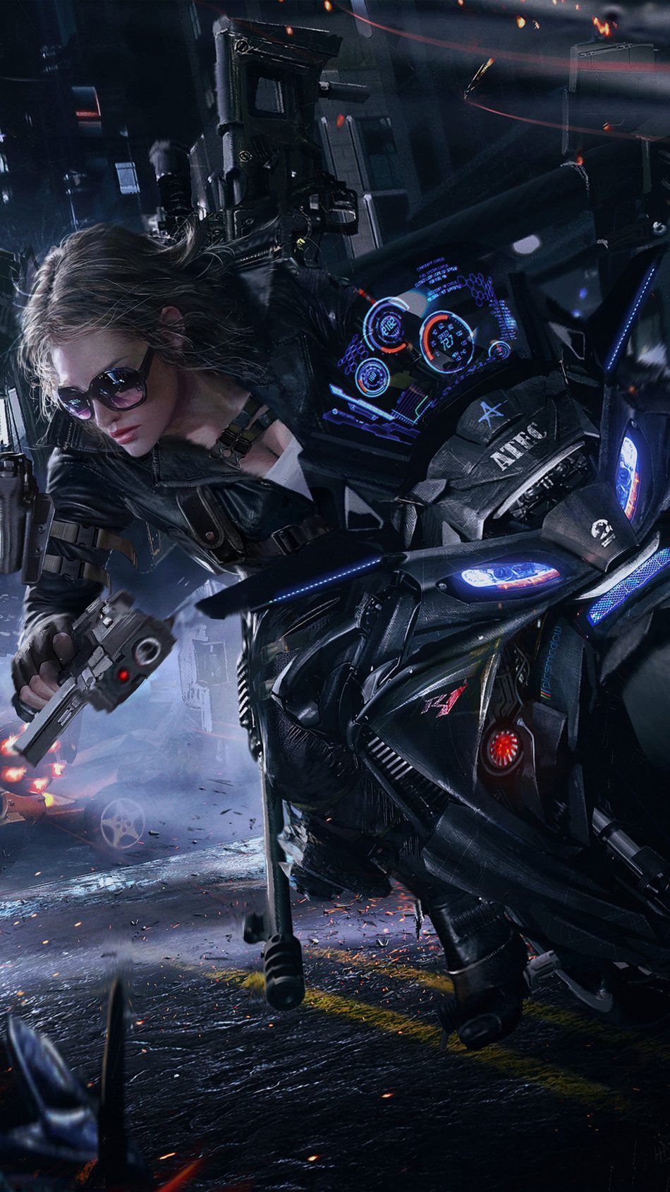 Cyberpunk Motorcycle Girl Wallpapers