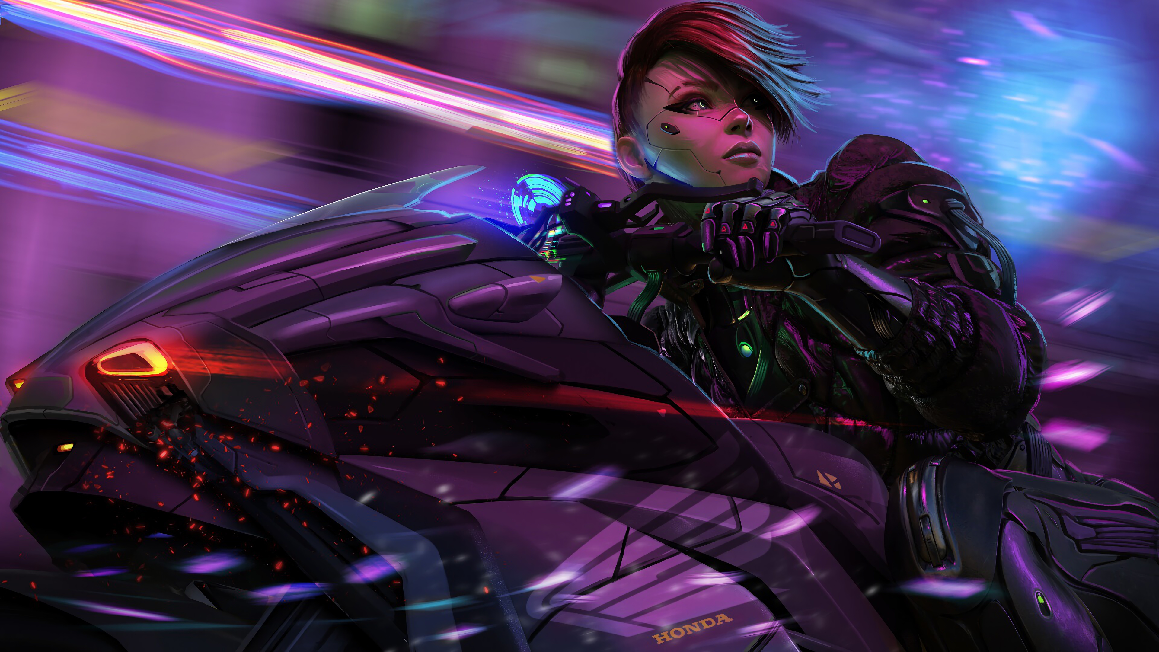 Cyberpunk Motorcycle Girl Wallpapers