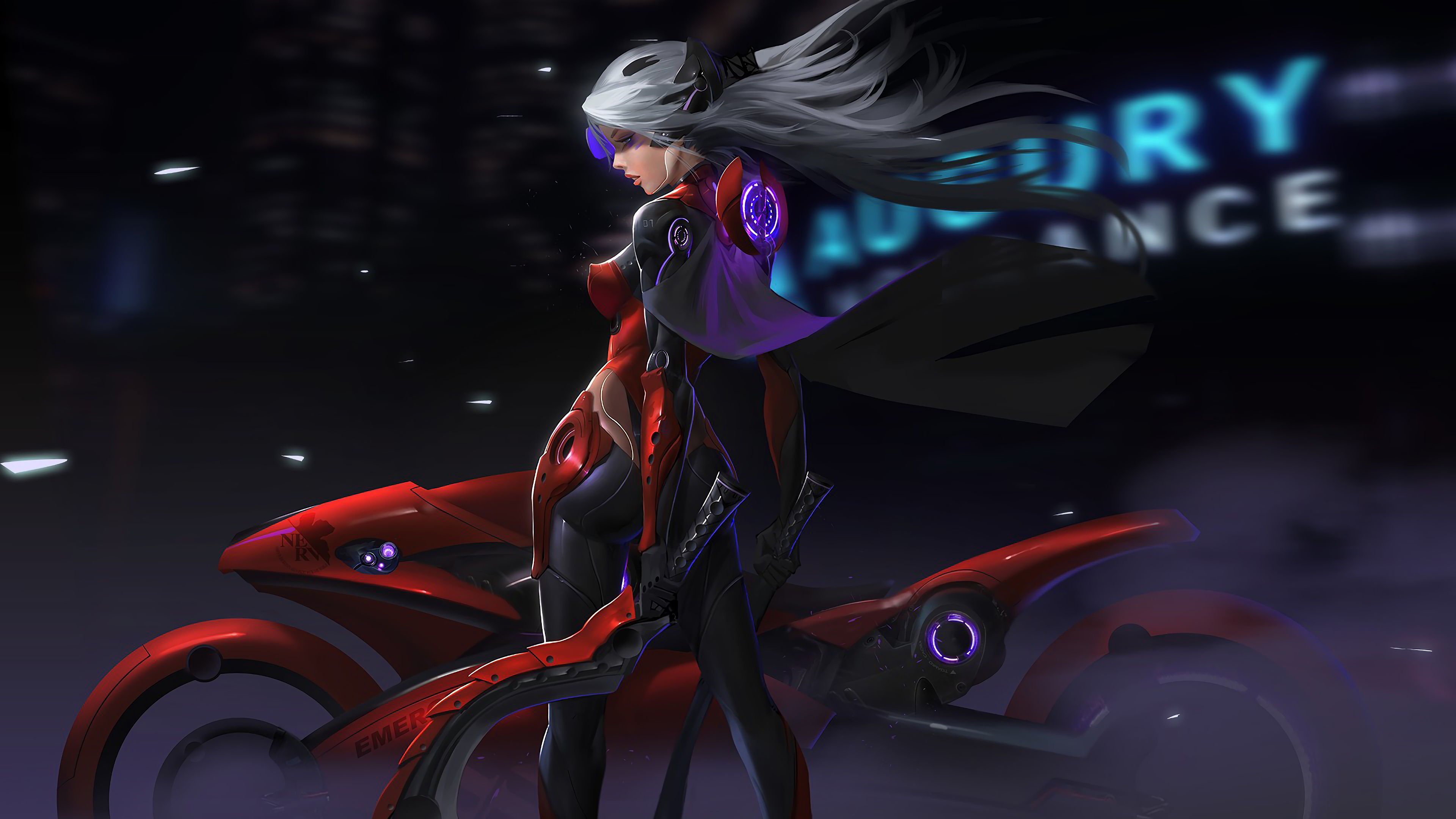 Cyberpunk Motorcycle Girl Wallpapers